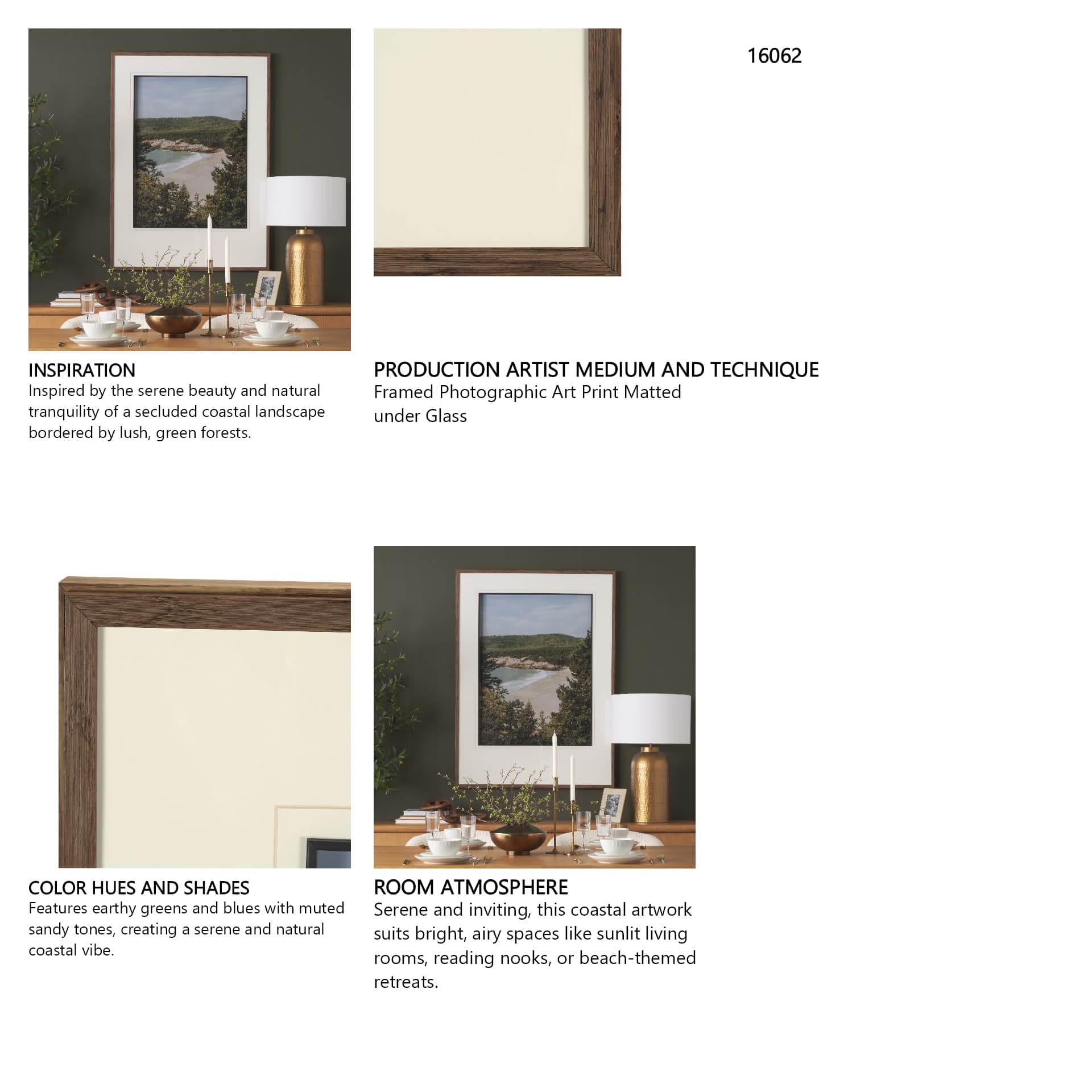 Maine Beach View by Kelly Frere Hand-Embellished FramedPhoto Print Matted under Glass — in a styled room