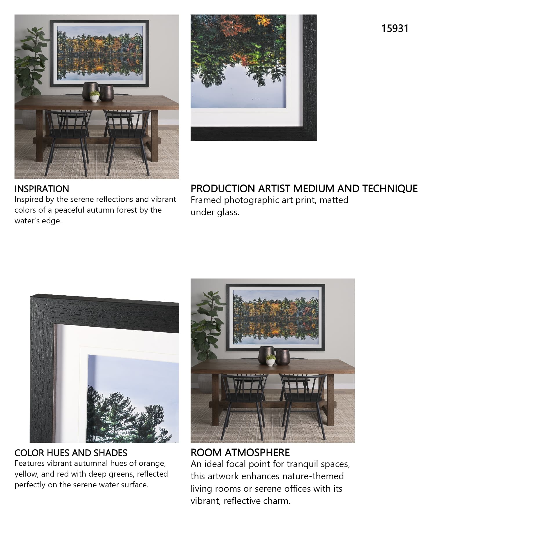 Fall Reflections by Dimitry Papkov Framed Art Print Matted under Glass — in a styled room