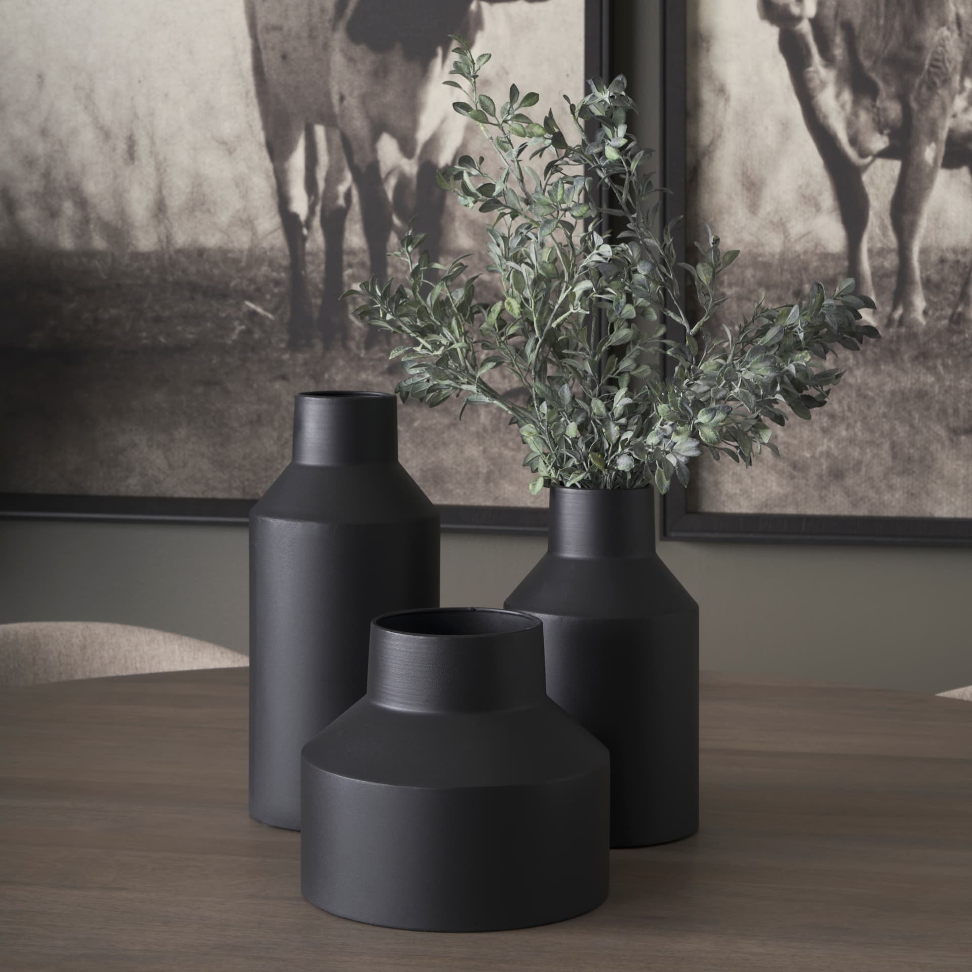 Tosca Tall Matte Black Metal Vase — product photograph