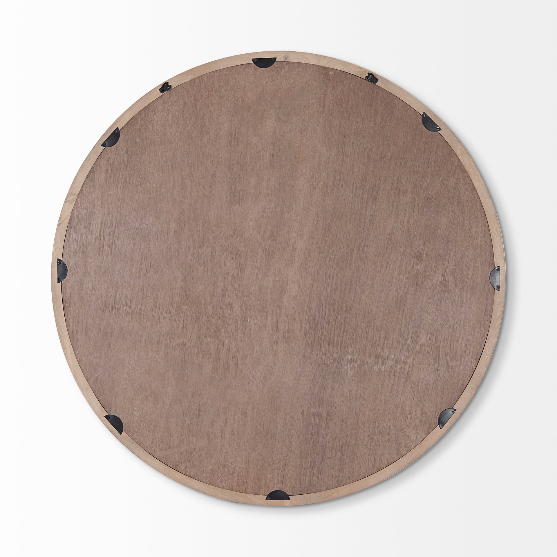 Gambit 46" Round Light Brown Wood Frame Wall Mirror — product photograph