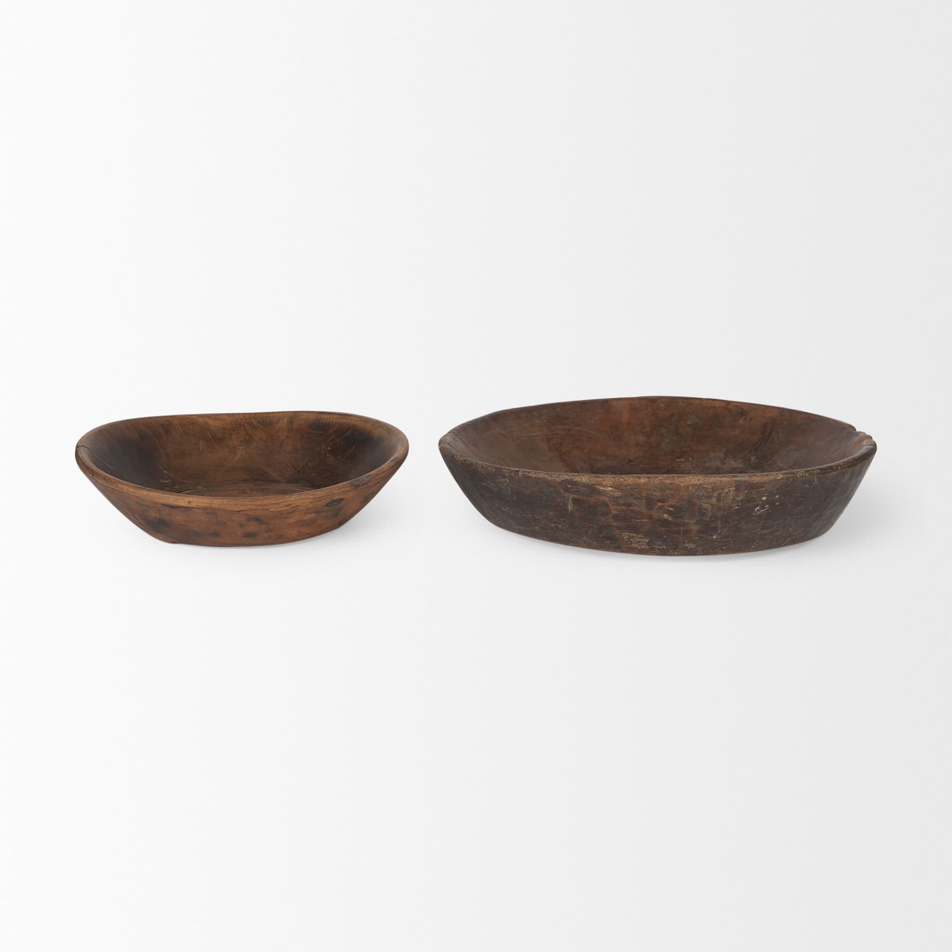 Nikita Set of 2 Large Medium Brown Reclaimed Wood Bowls — product photograph