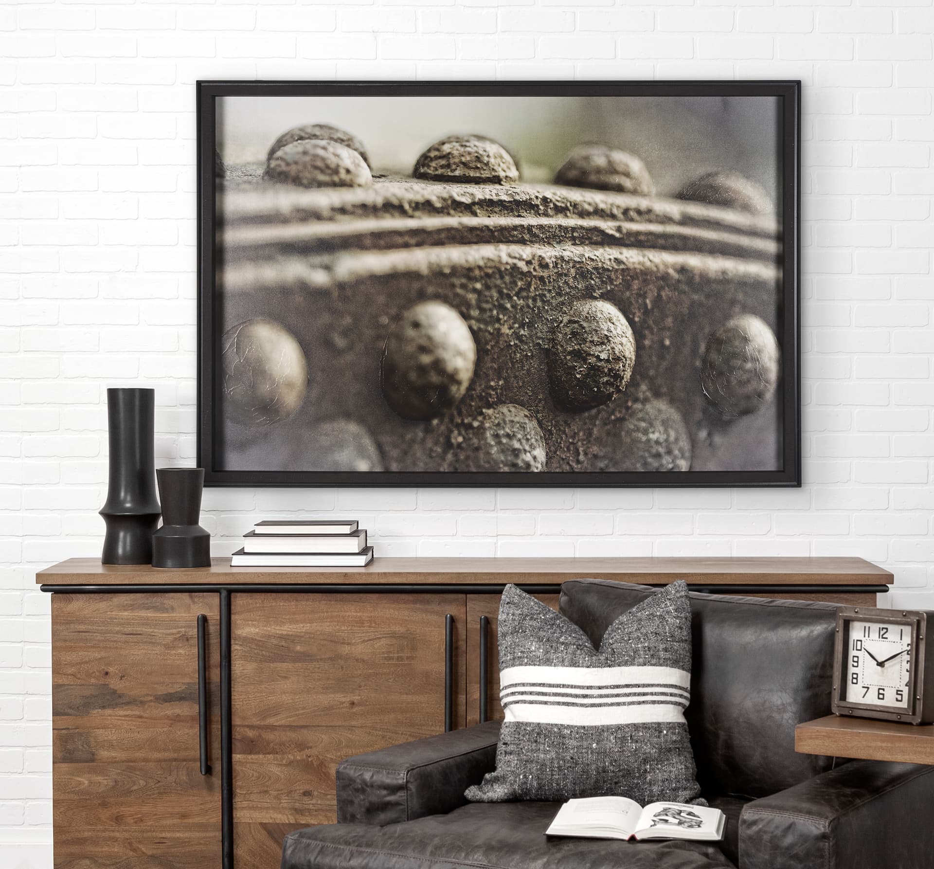 Industrial Collect - Join by Michael Banks a Hand Embellished Textured Framed Photo Art Print — in a styled room