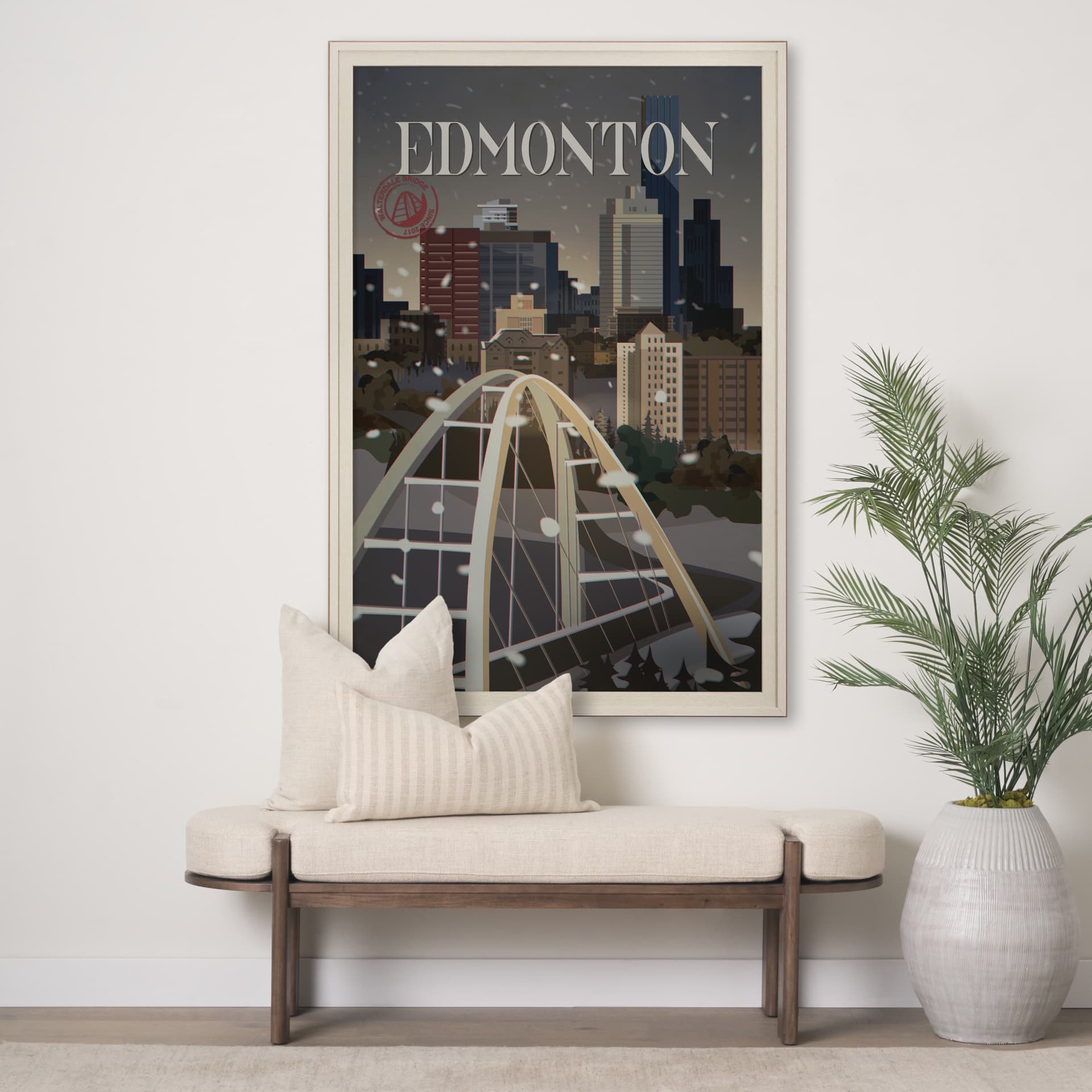 Edmonton Go Canada (XL) by Mercana Studio a Hand Embellished Decograph Framed Art Print under Glass — in a styled room