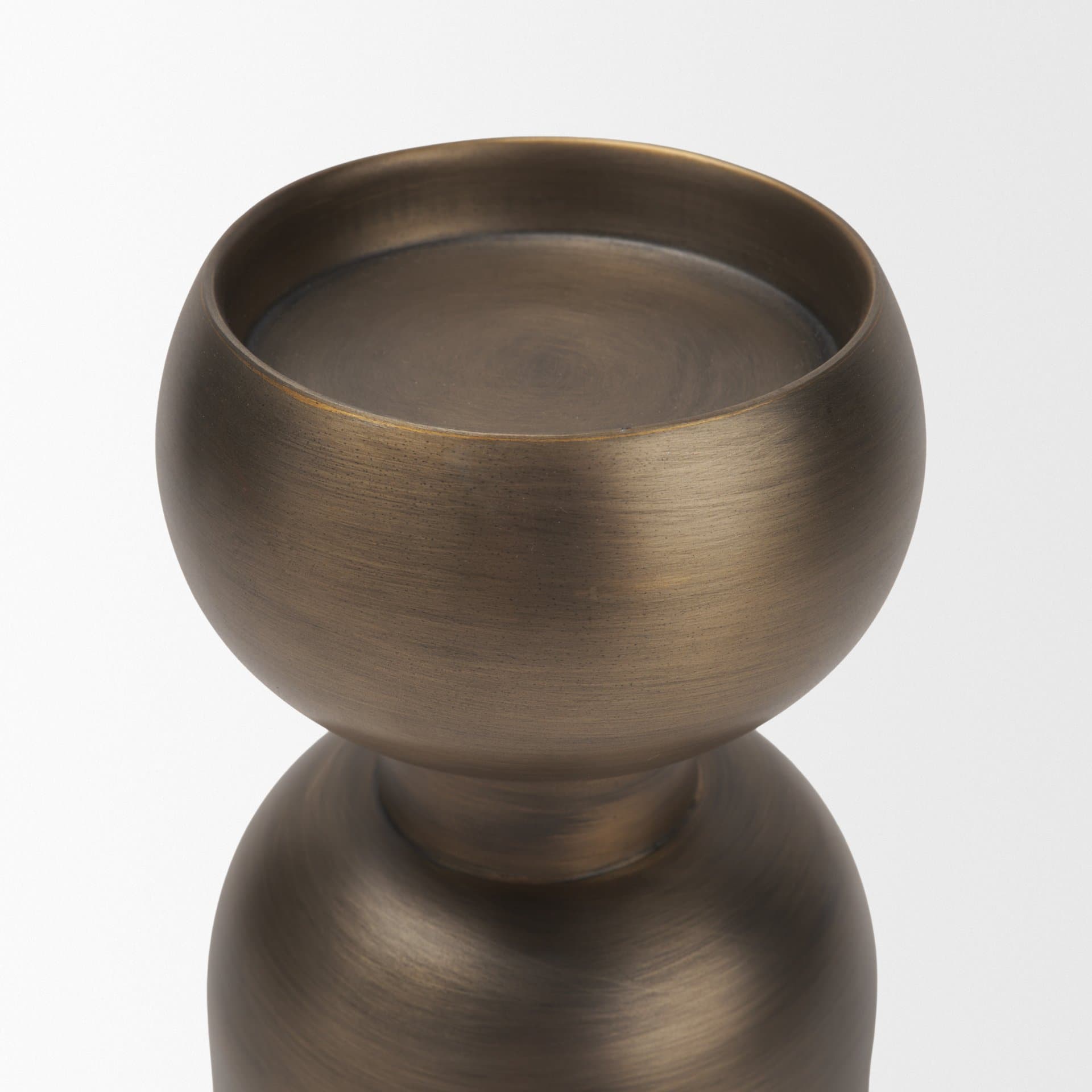 Pelar Small Antiqued Brass Stacked Pillar Candle Holder — product photograph