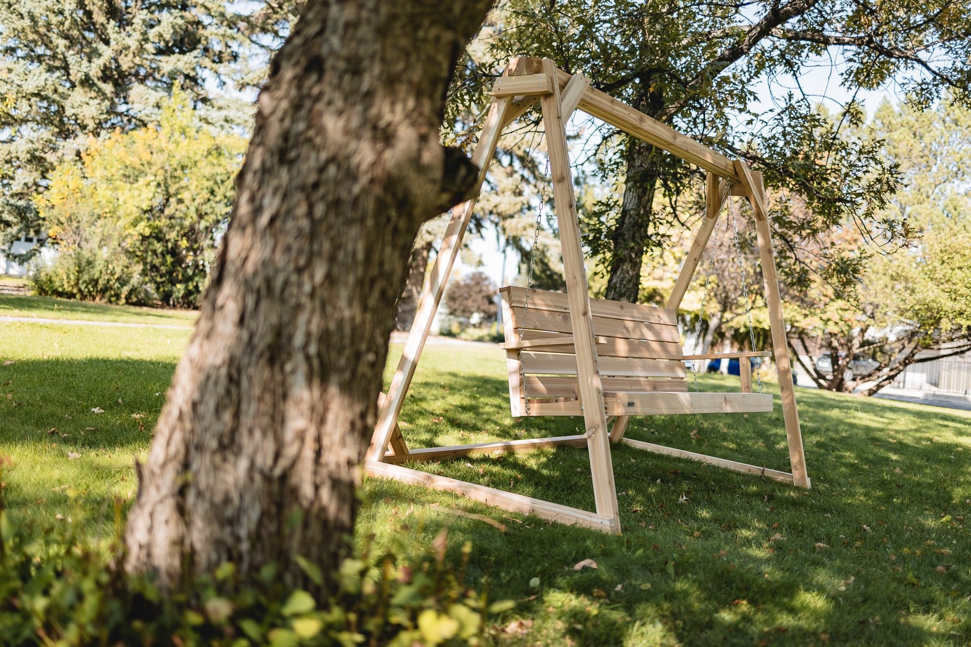 7.5-Ft Cedar Garden A-Frame & Porch Swing Set — product photograph