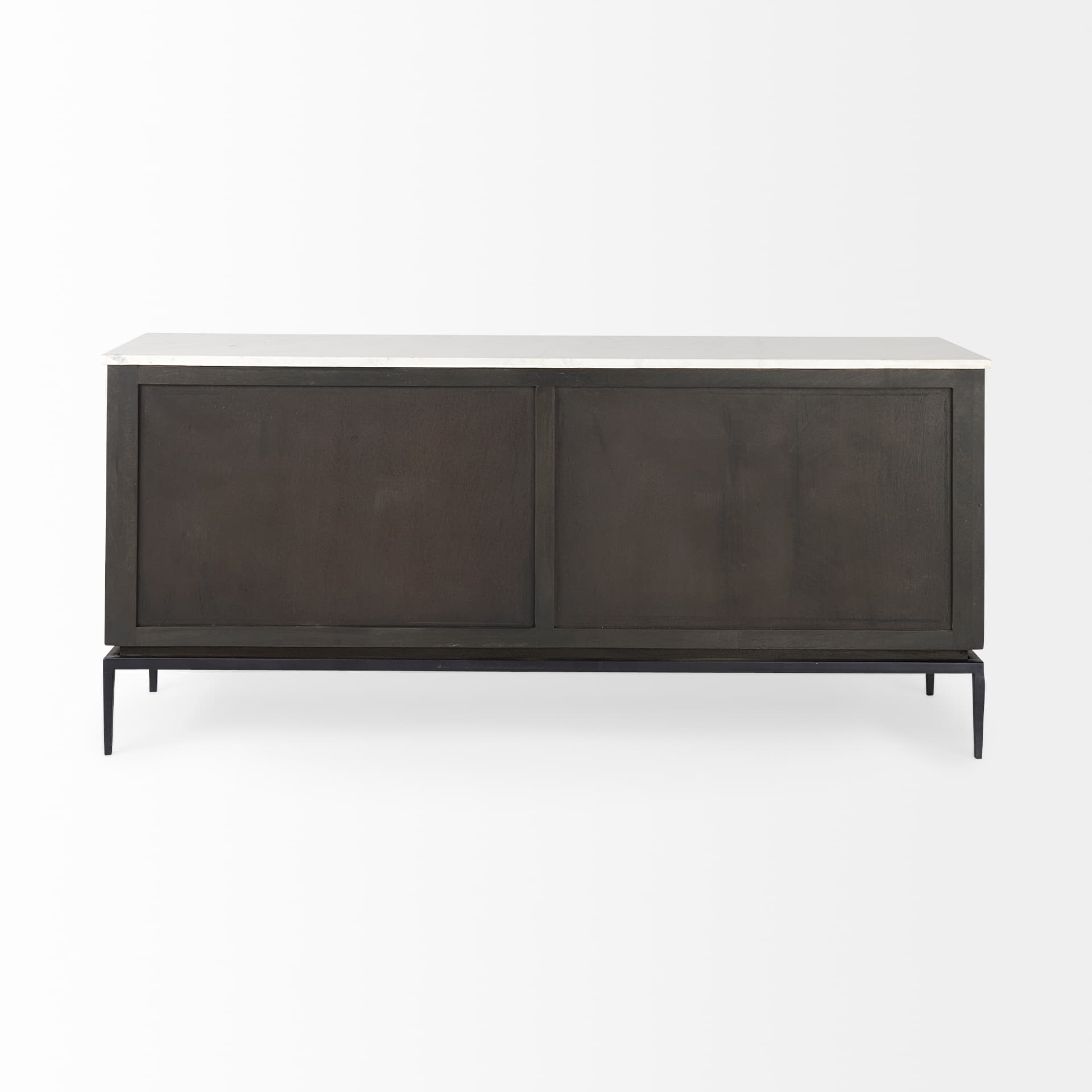 Divina Black-Brown Wood w/ White Marble Top and Black Metal Base Sideboard — product photograph
