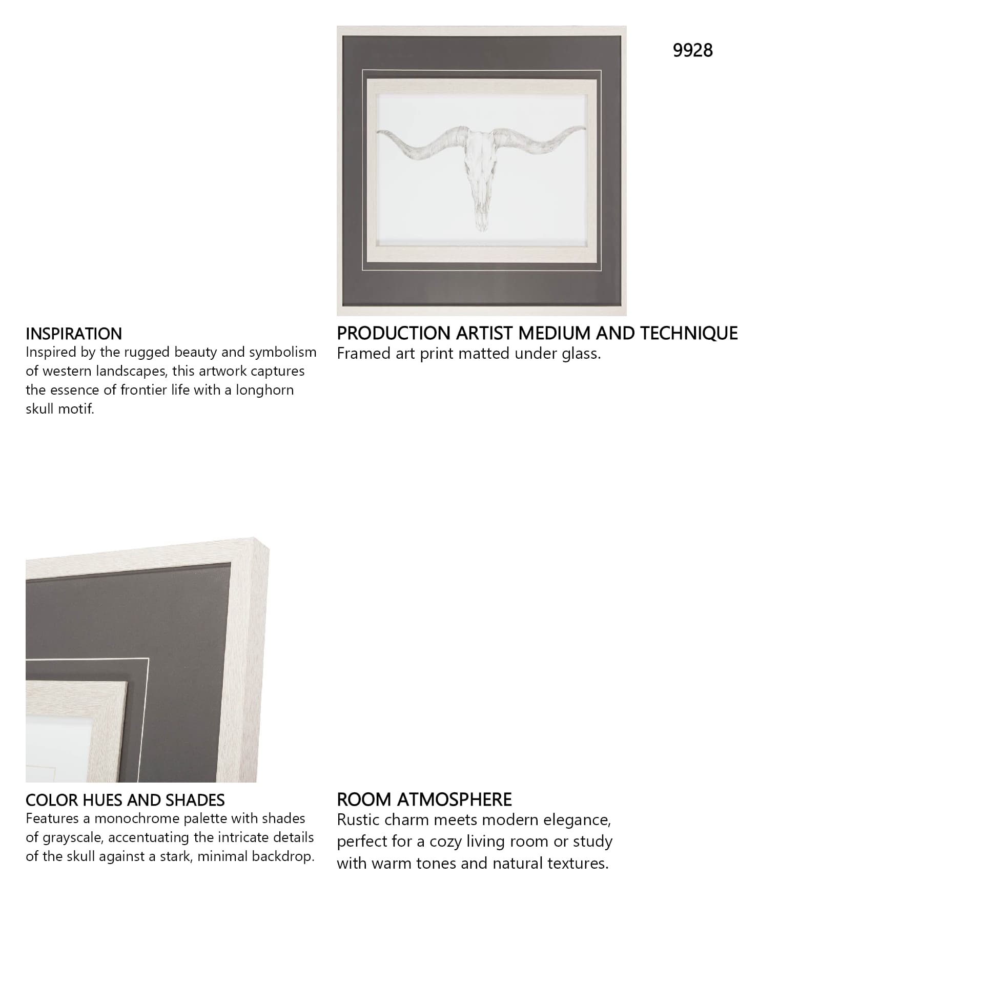 Western Skull Mount III by Harper a Framed Art Print Matted under Glass — in a styled room