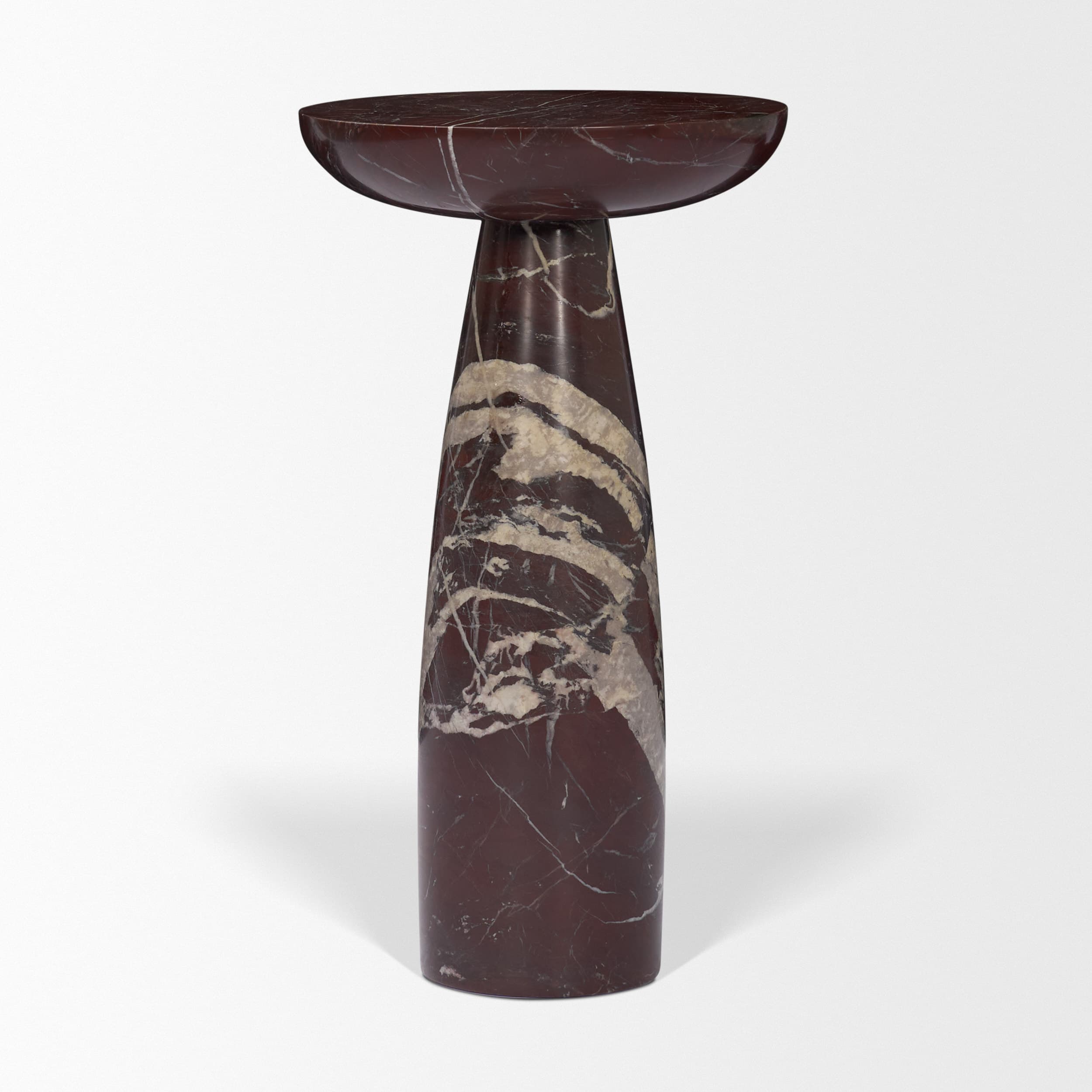 Bellancia Rosso Red Levanto Marble Pedastal Side Table — product photograph