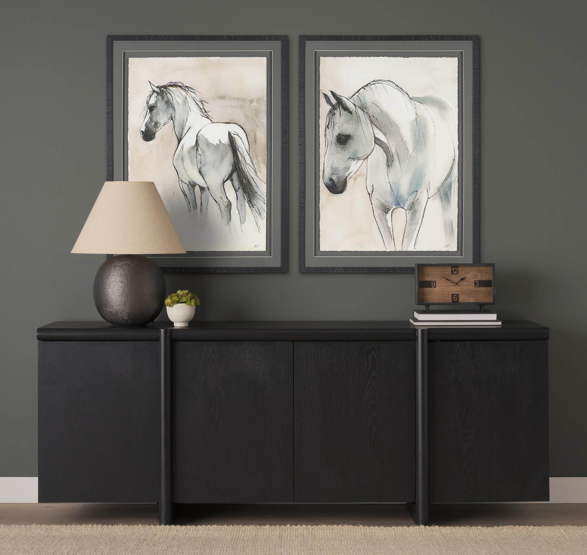 Elegant Beauties I by Mercana Studio Hand-Embellished Framed Artwork Matted under Glass — in a styled room