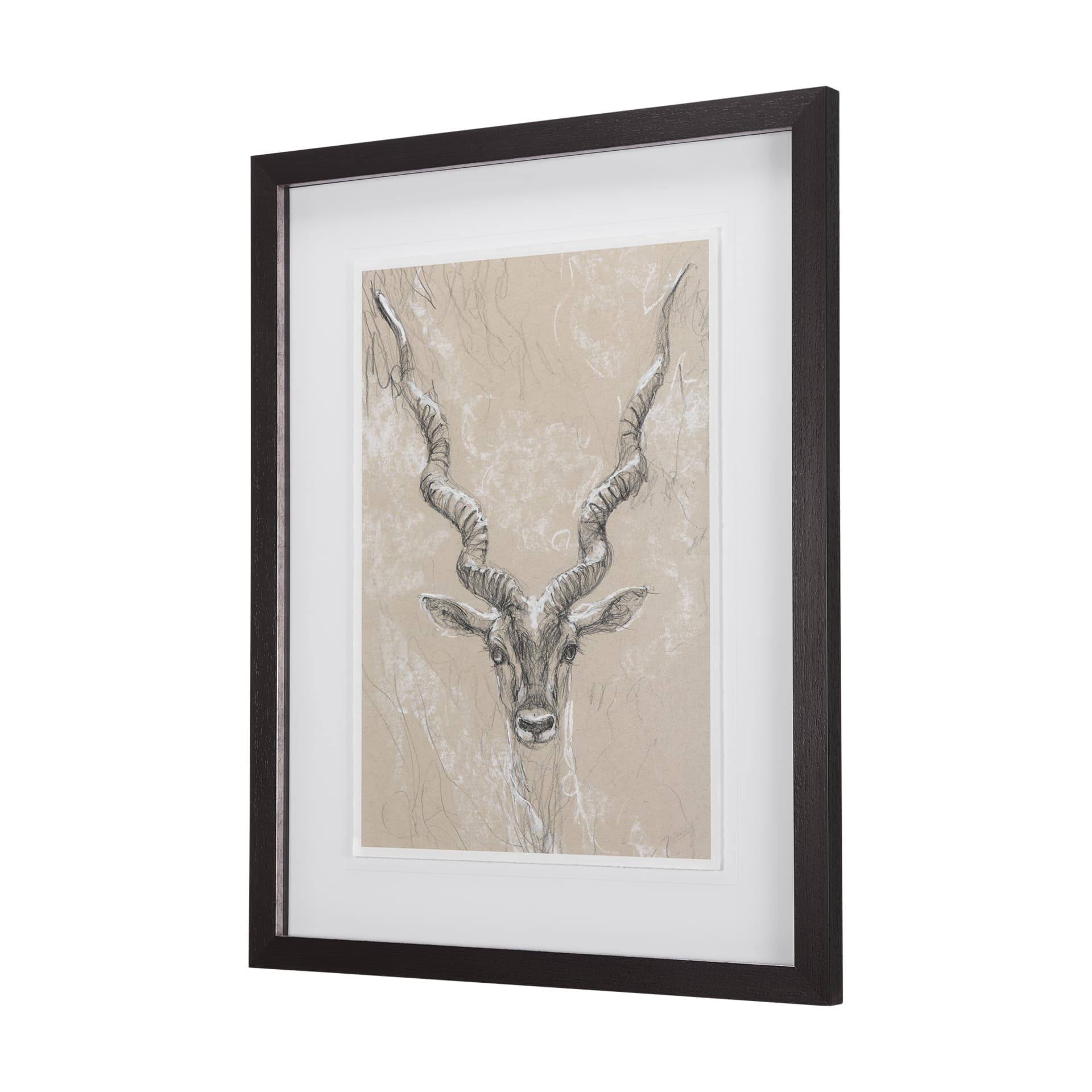 Sketch of Animal III (Antelope) Mercana Studio Hand Embellished Framed Art Print Matted under Glass — product photograph