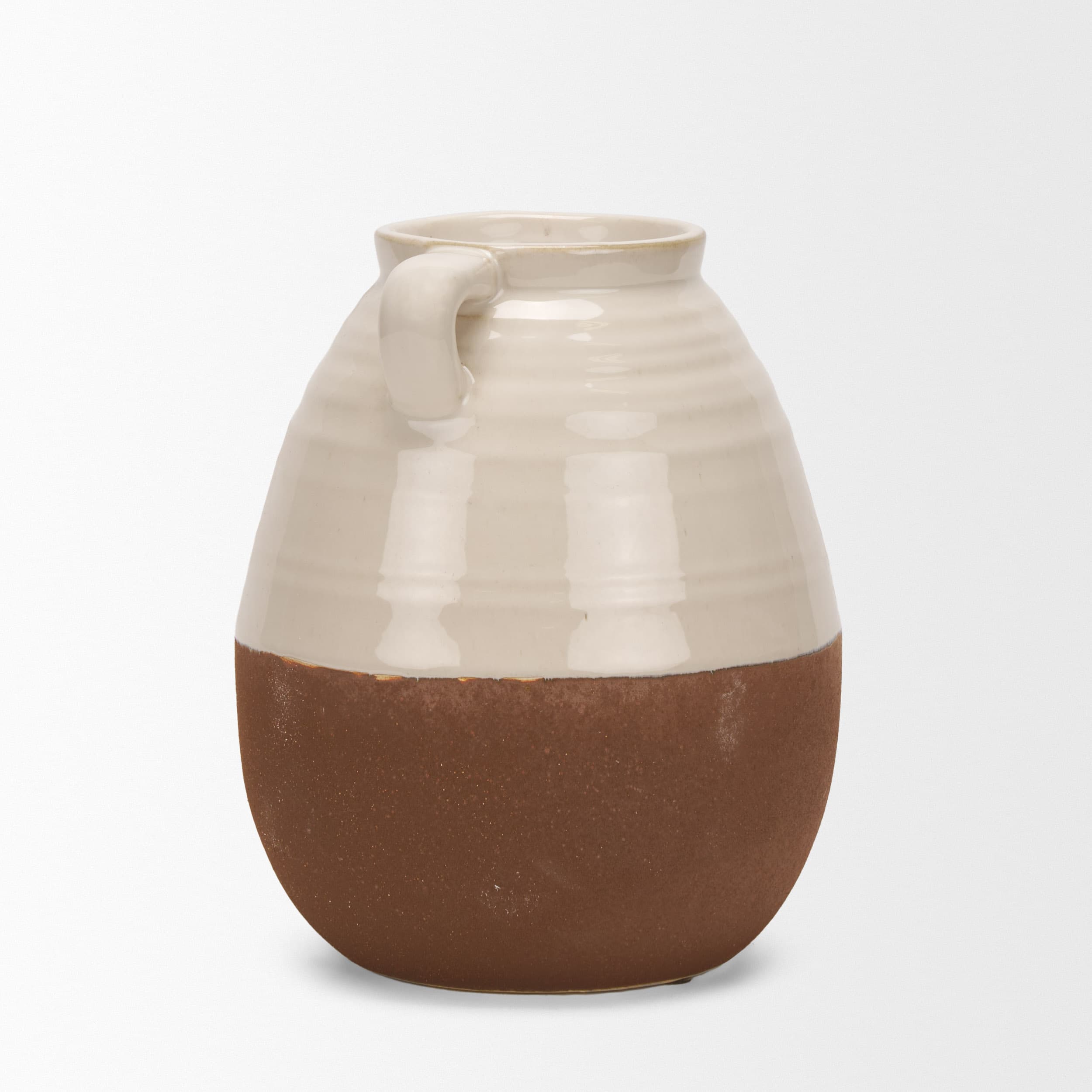 Tryna Small Beige w/ Matte Brown Ceramic Vase — product photograph