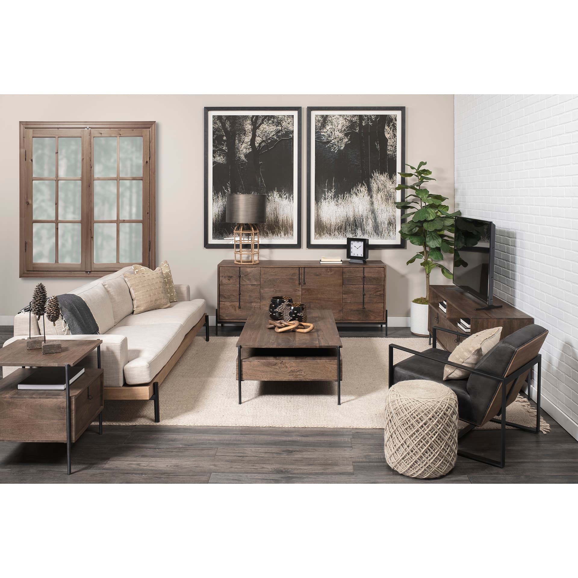 Colburne II 95" Beige Upholstered Three Seater Sofa — in a styled room