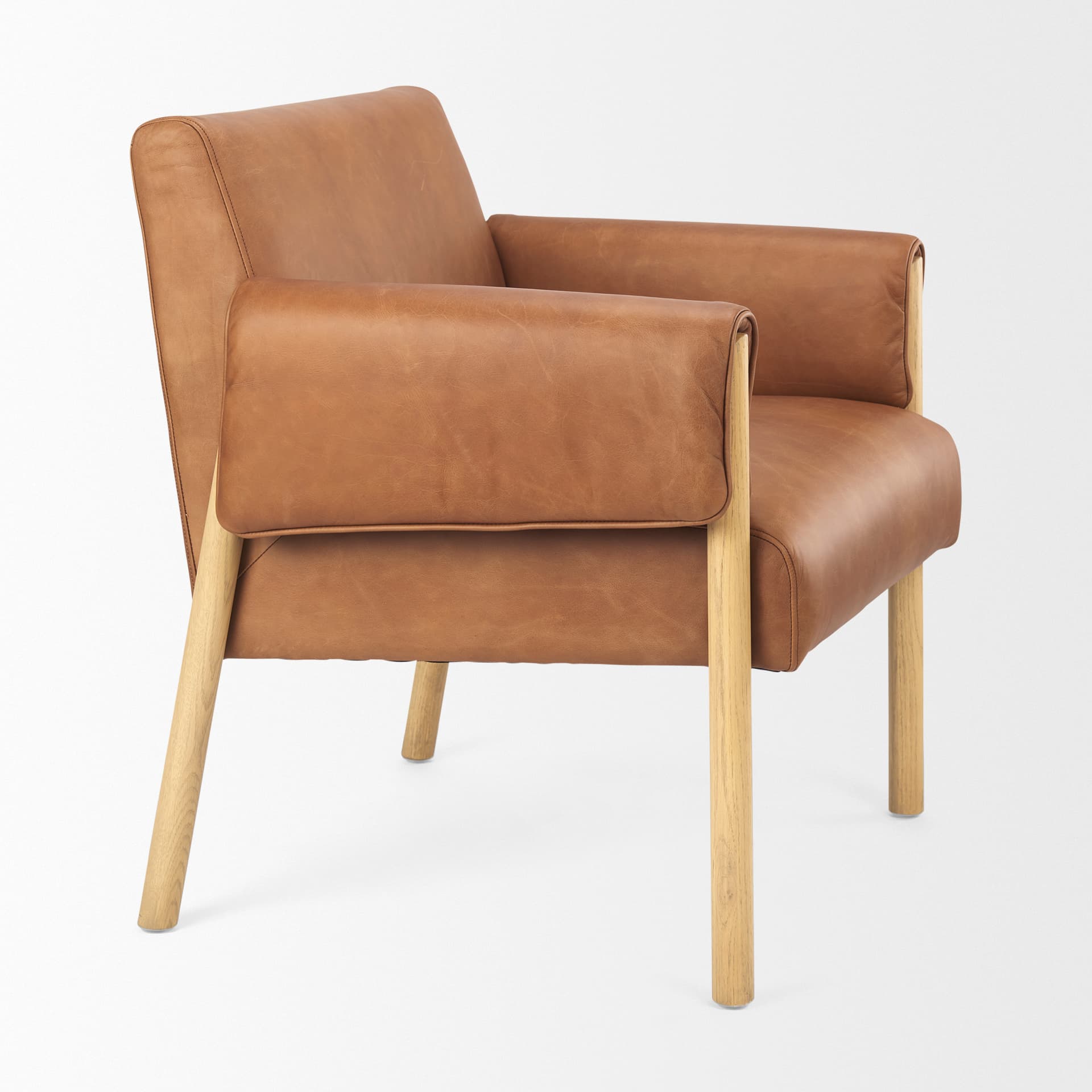 Ashton Brown Leather w/ Light Wood Accent Chair — product photograph