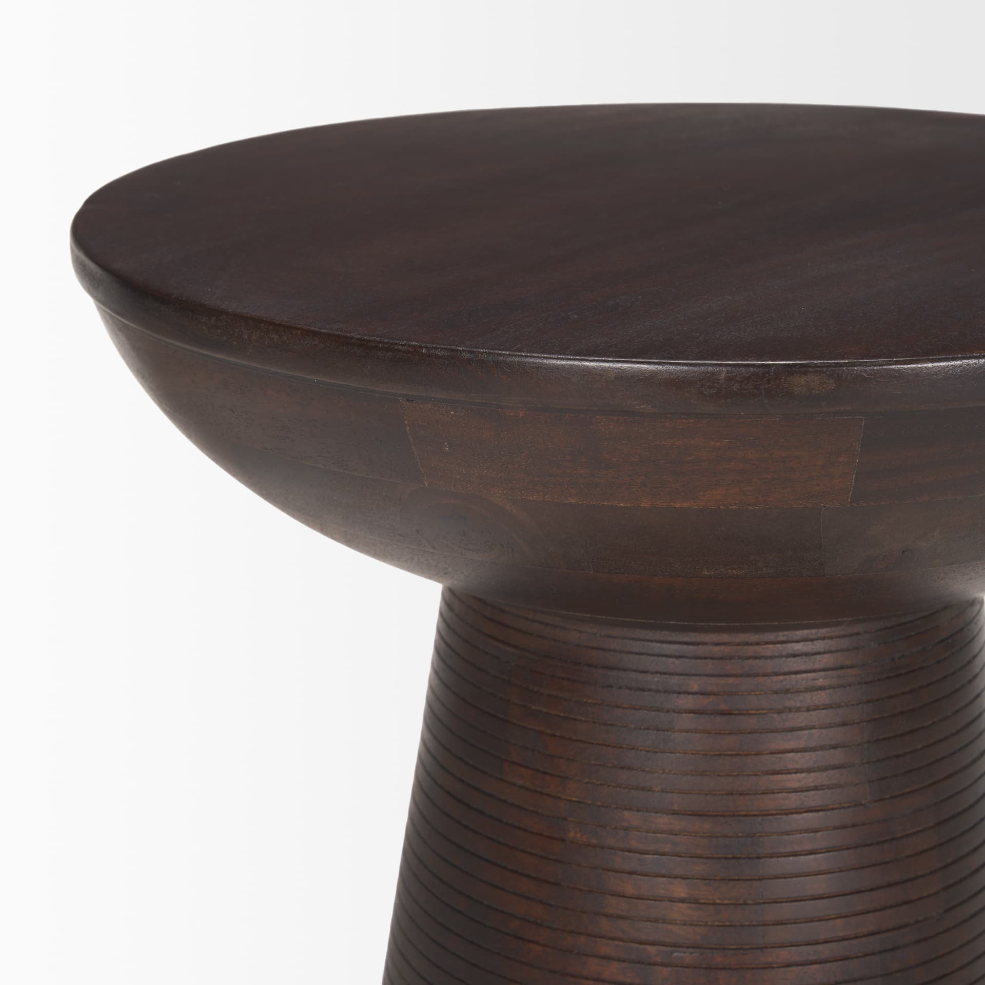 Novell Dark Brown Wood Pedestal Accent Table — product photograph