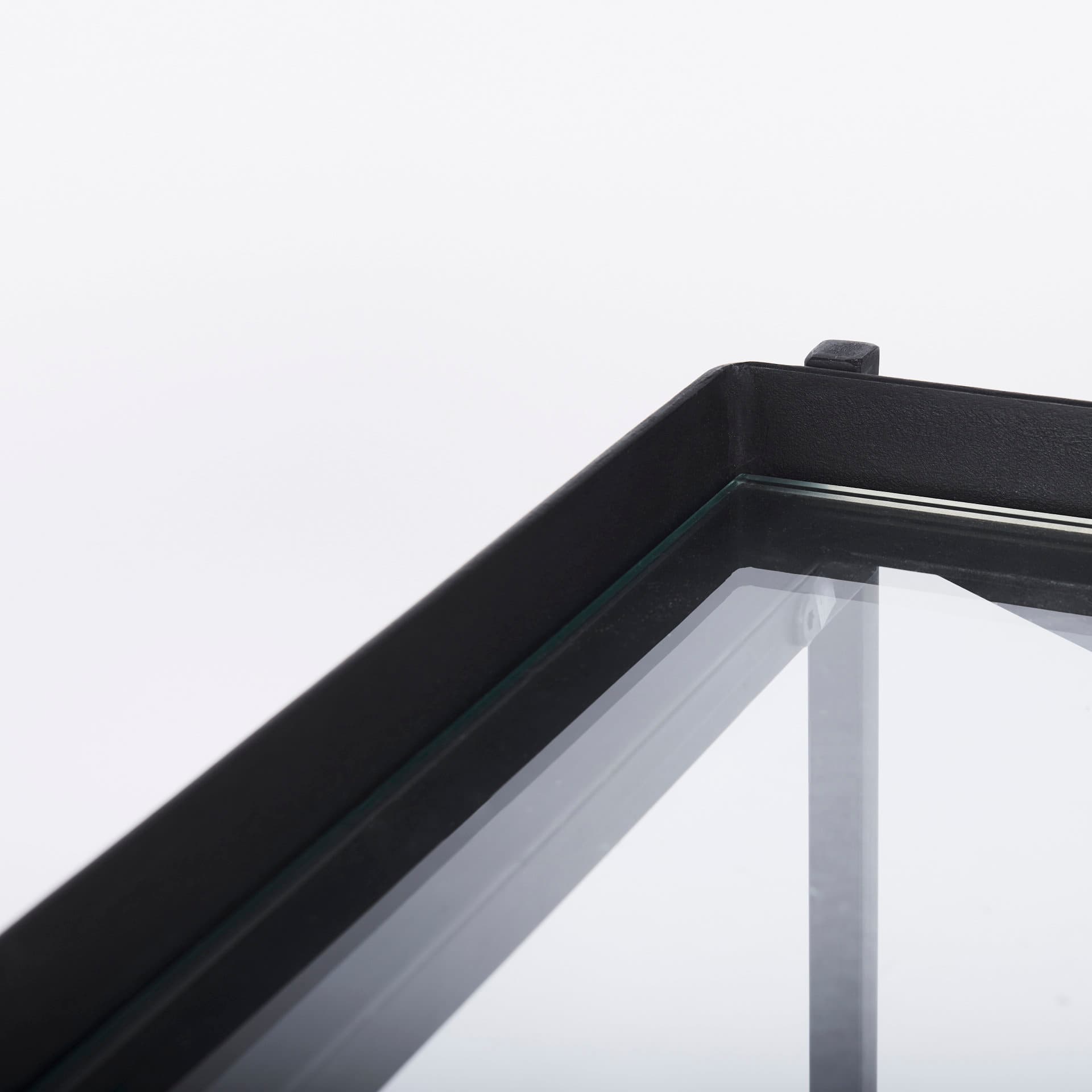 Trey 72.0"L x 16.0"W x 30.0"H Black Metal W/Glass Console Table — product photograph