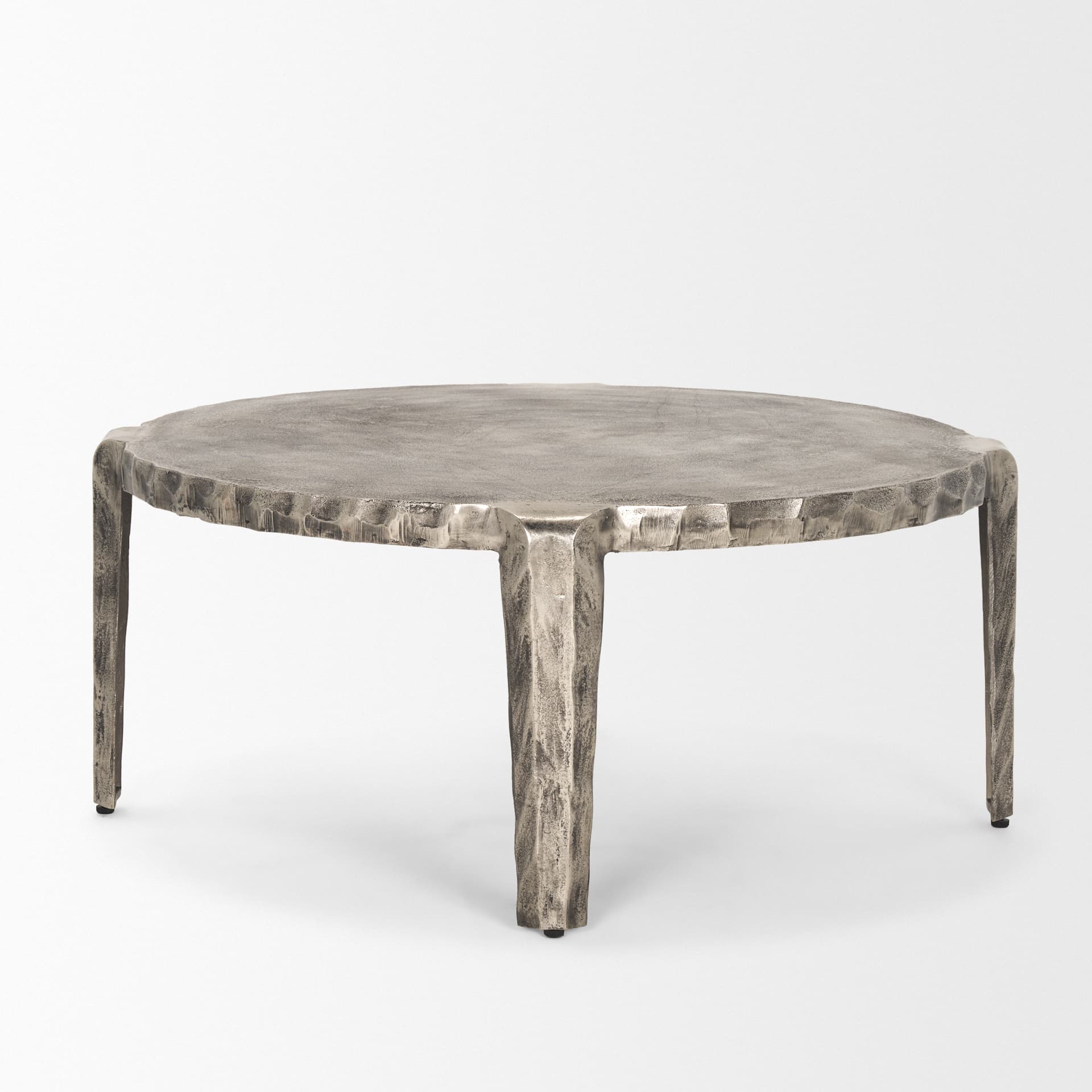 Randy Silver Nickel Cast Aluminum Metal Coffee Table — product photograph