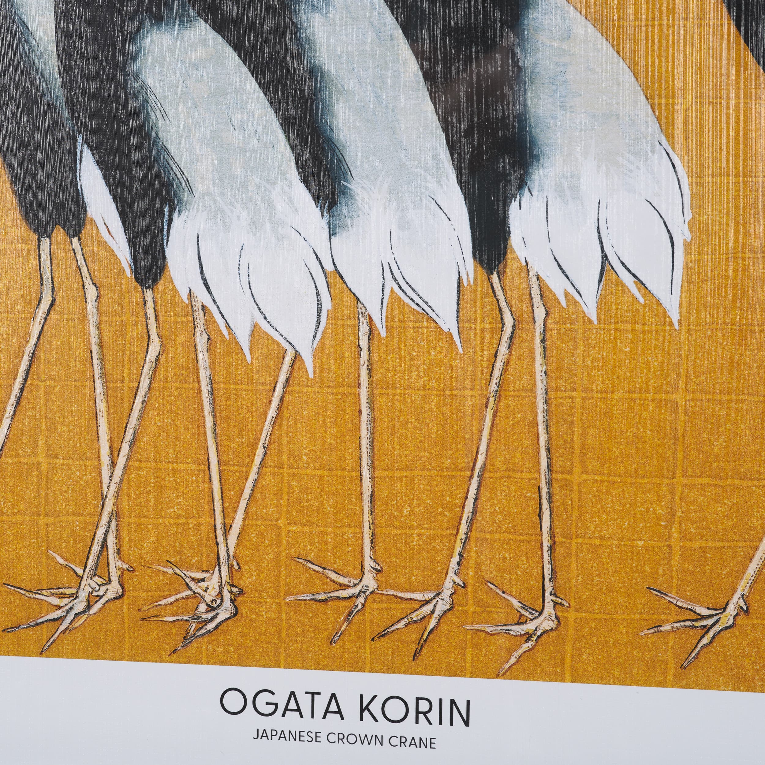 Japanese Red Crown Crane by Ogata Korin Hand-Embellished Textured Framed Artwork Matted under Glass — product photograph