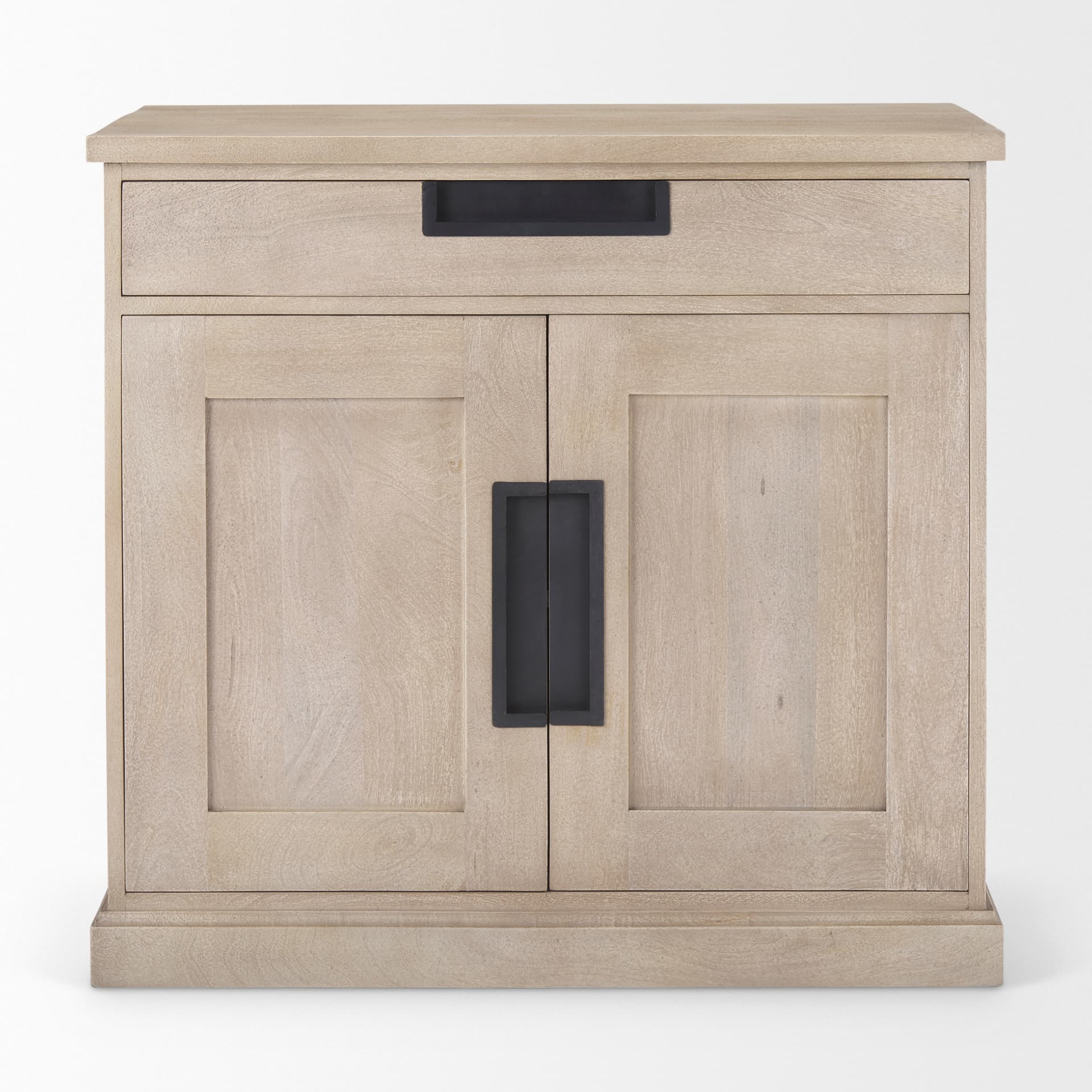 Braxton 33.5L x 18.5W x 31.5H Beige Wood W/Black Accents 2 Door Accent Cabinet — product photograph