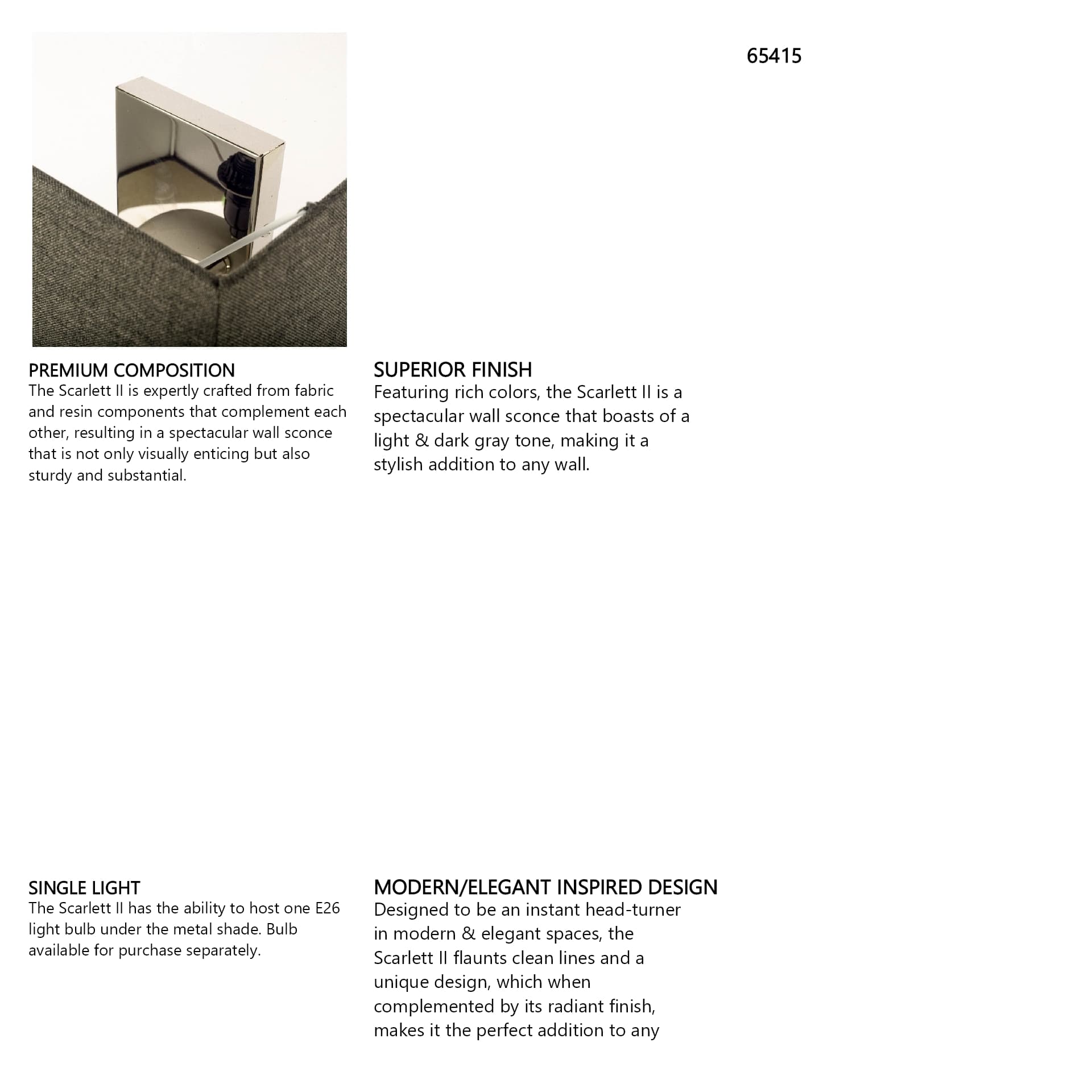 Scarlett II 6x19 Gray Base & Shade Wall Sconce — in a styled room