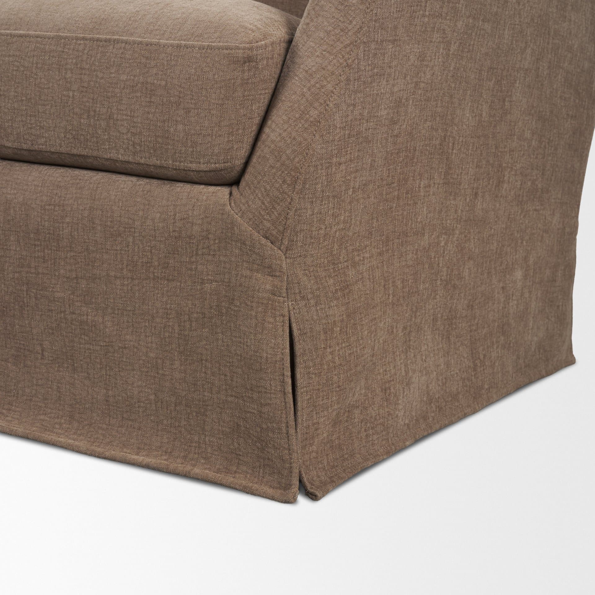 Ellington Slipcovered Slope Arm Swivel Accent Chair | Stonewashed Latte Fabric — product photograph