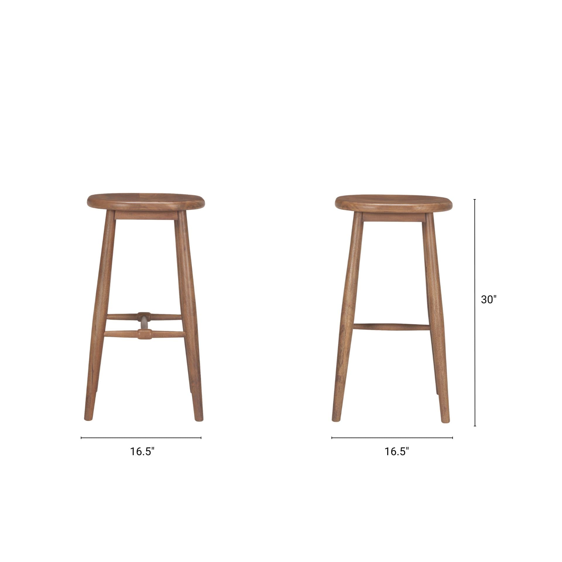 Ernest Backless 30in Seat Bar Stool | Medium Brown — product photograph
