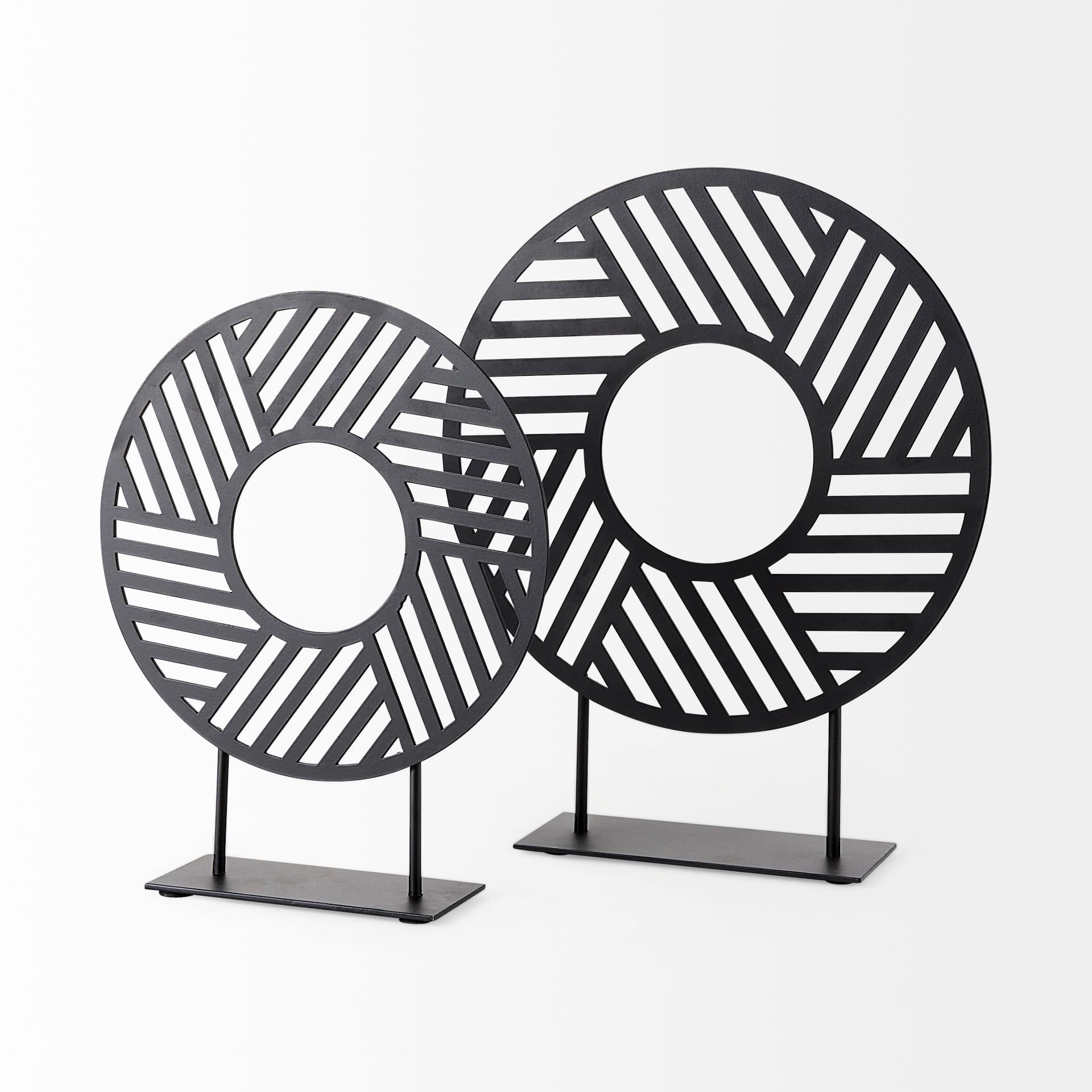 Micra 9.1L x 2.6W x 10.9H Matte Black Metal Decorative Object on a Stand — product photograph