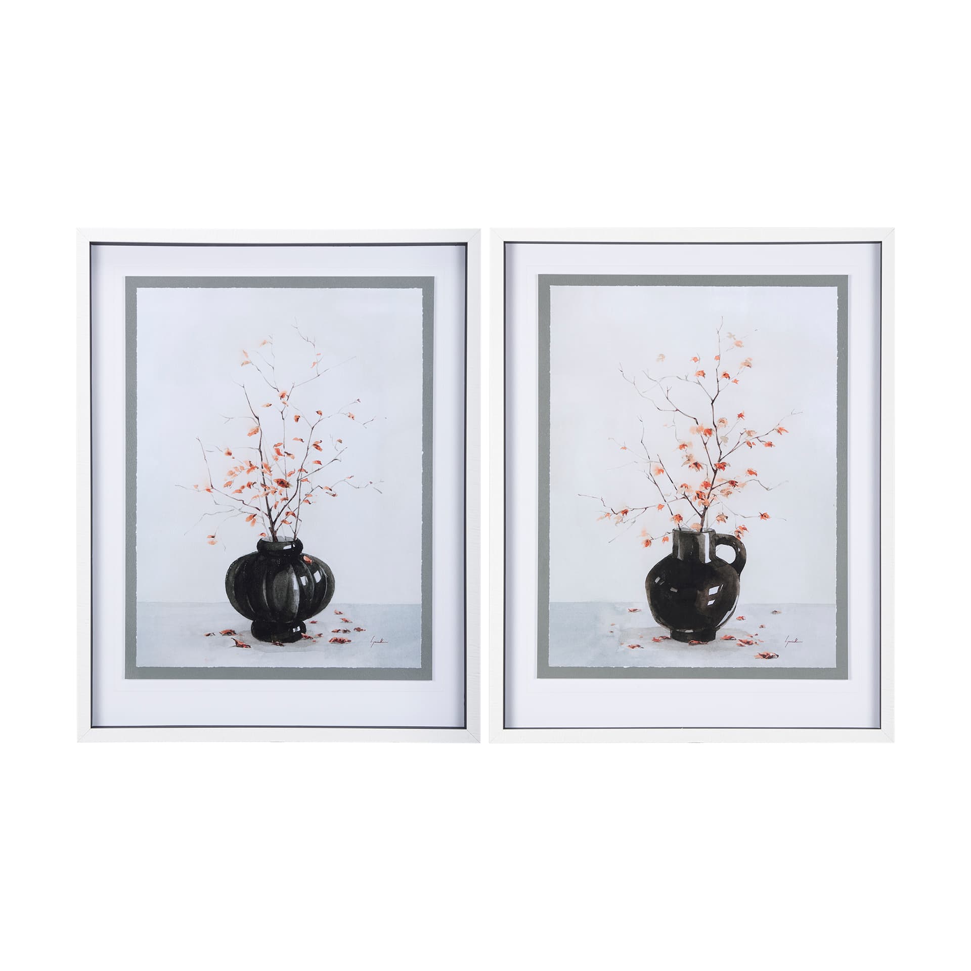 Autumn Branches I by Mercana Studio a Hand Embellished Textured Framed Art Print Matted under Glass — product photograph