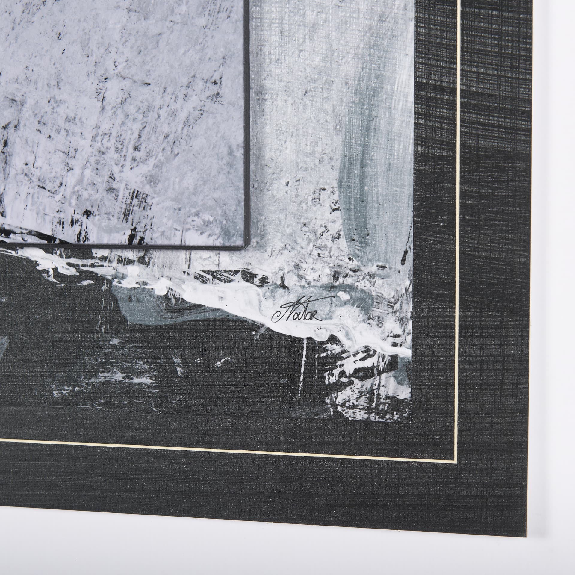Black Composition I by Mercana Studio Hand Embellished Textured Framed Art Print Matted under Glass — product photograph