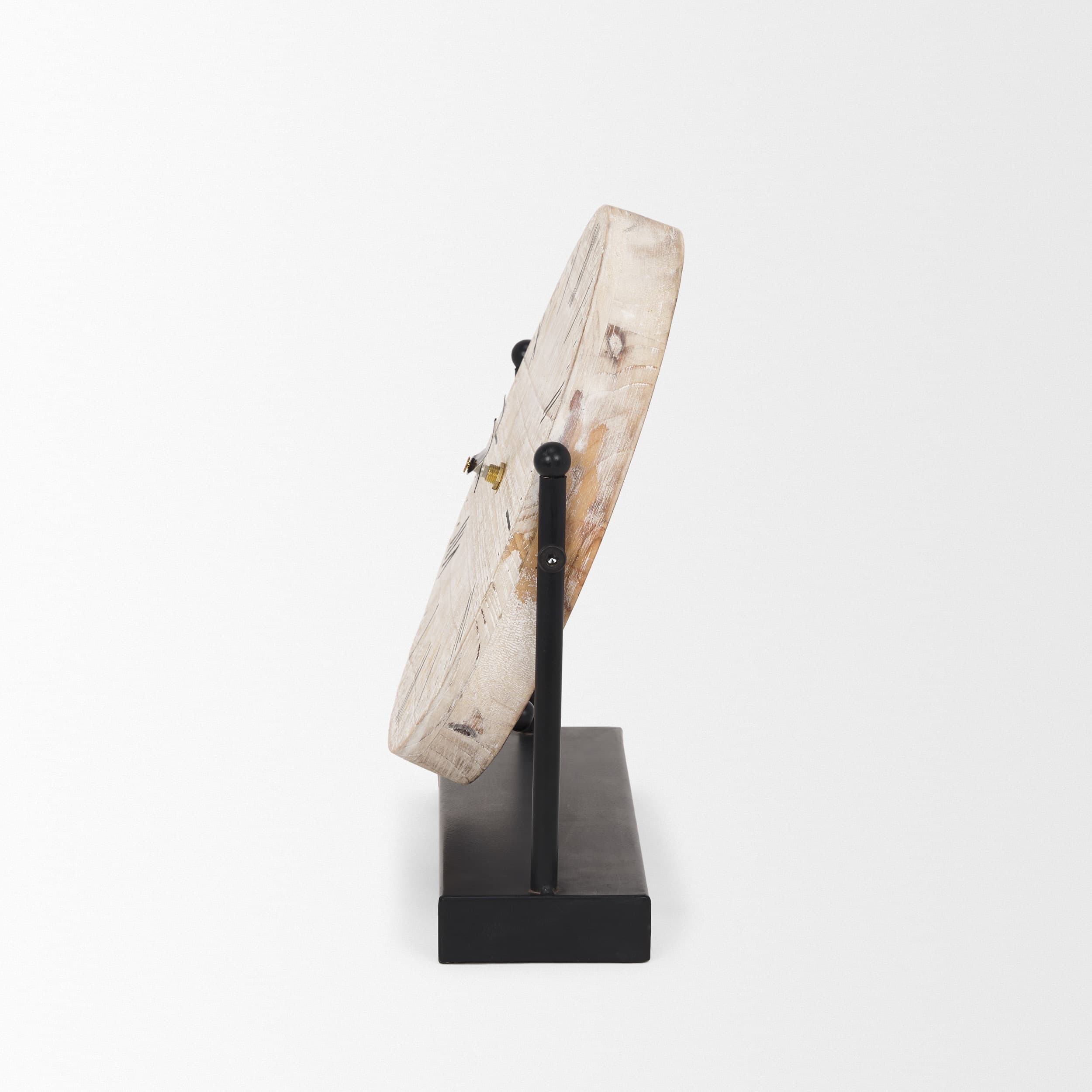 Raja Matte Black Metal w/ Wood Table Clock — product photograph