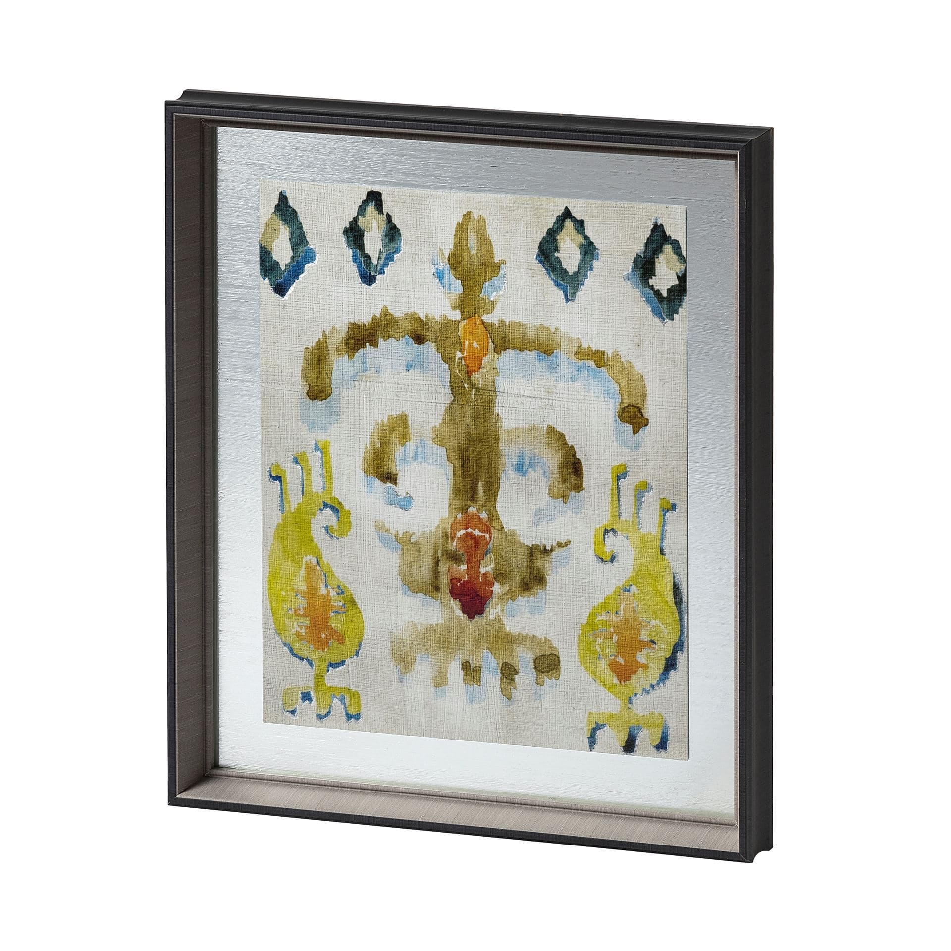 Bohemian Ikat III by Chariklia Zarris Hand Embellished Textured Framed Art Print Matted under Glass — product photograph