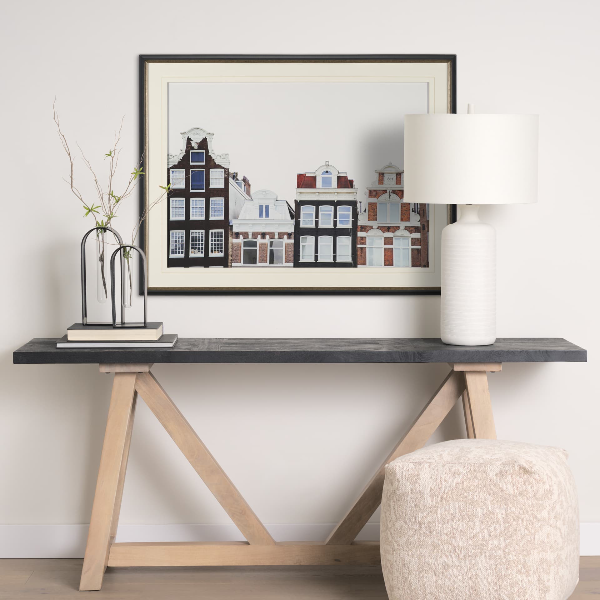 Beautiful Buildings by Irene Sucocki Framed Art Print Matted under Glass — in a styled room