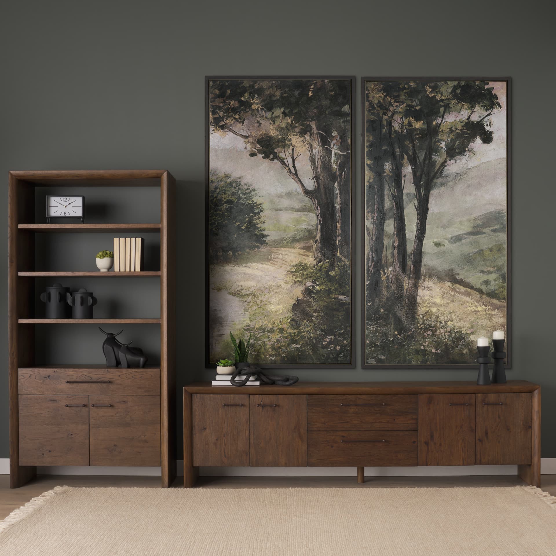 Silent Forest IV by Mercana Studio Hand-Embellished Textured Framed Canvas Artwork — in a styled room