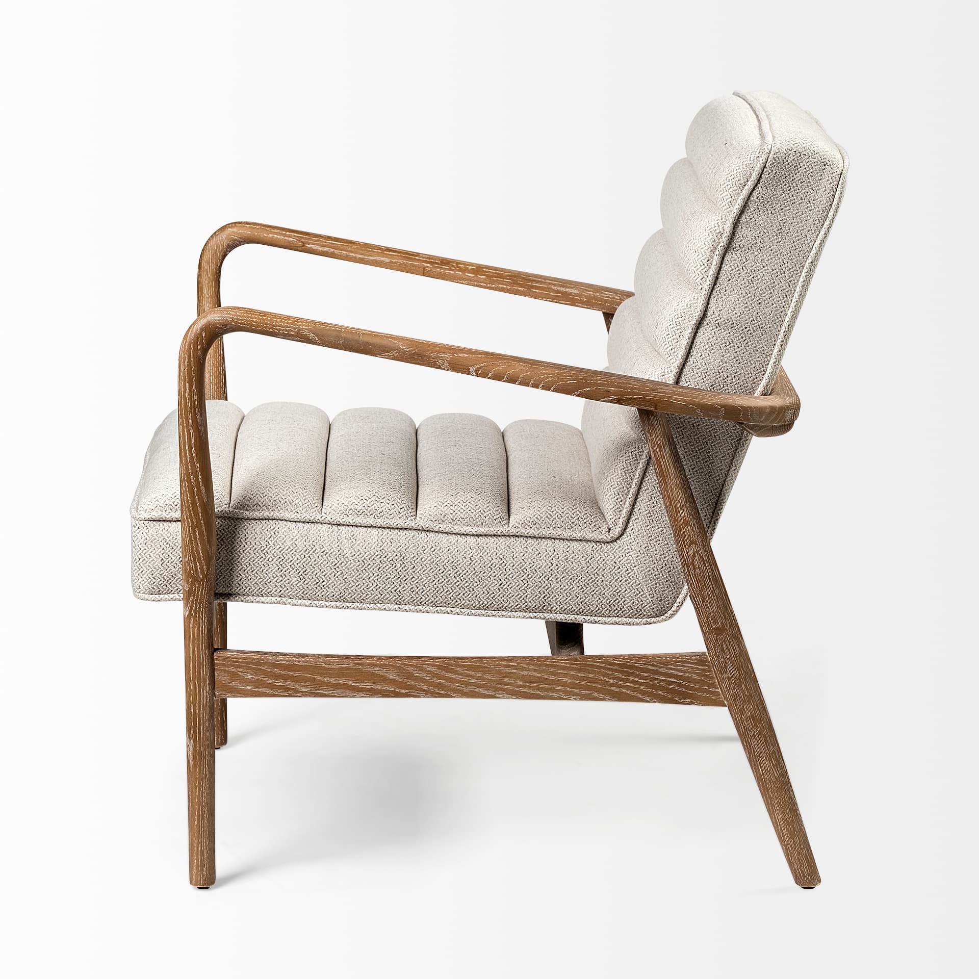 Ajax II Cream Fabric W/ Brown Wooden Frame Accent Chair — product photograph