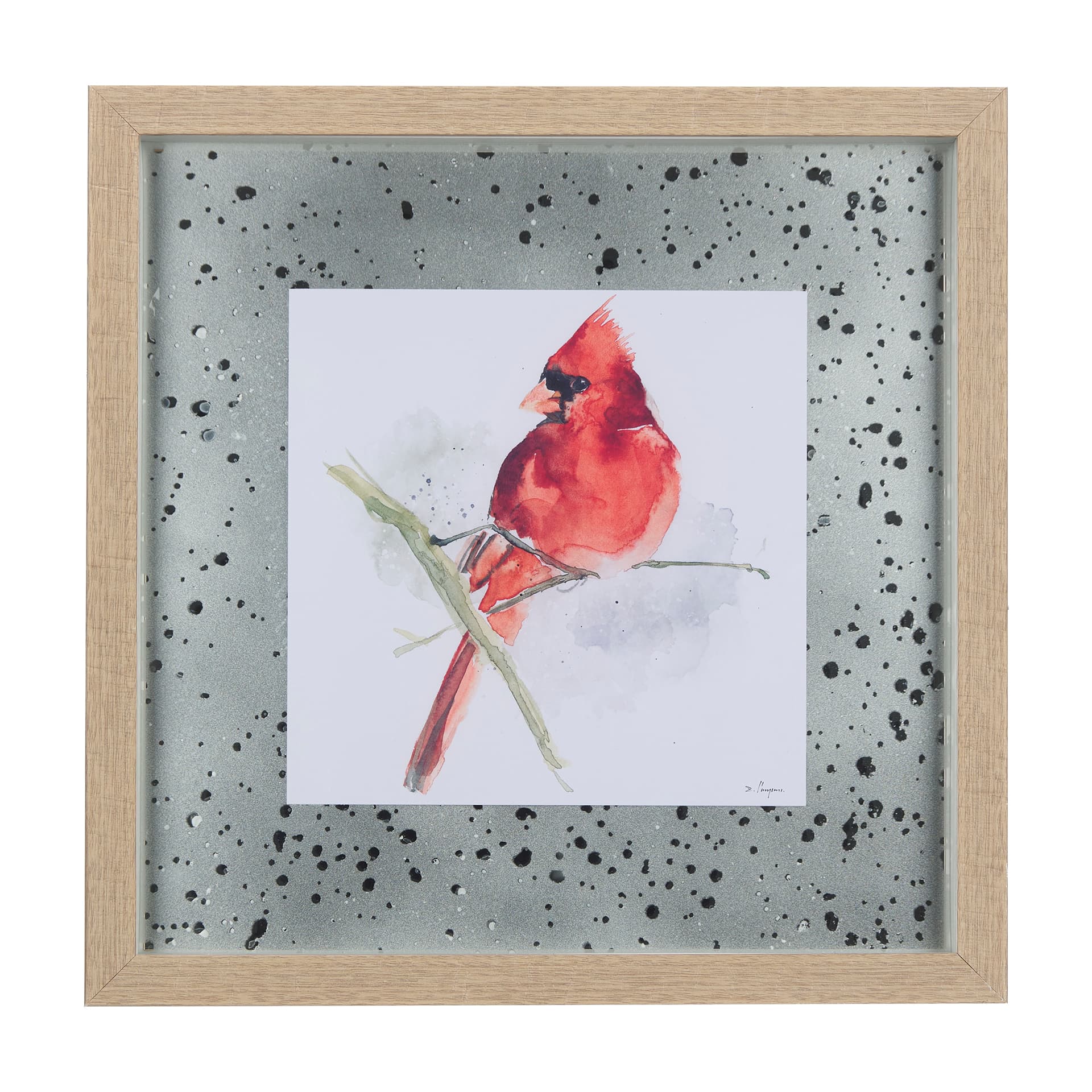 Cardinal I by Mercana Studio a Hand Embellished Textured Framed Art Print Matted under Glass — product photograph