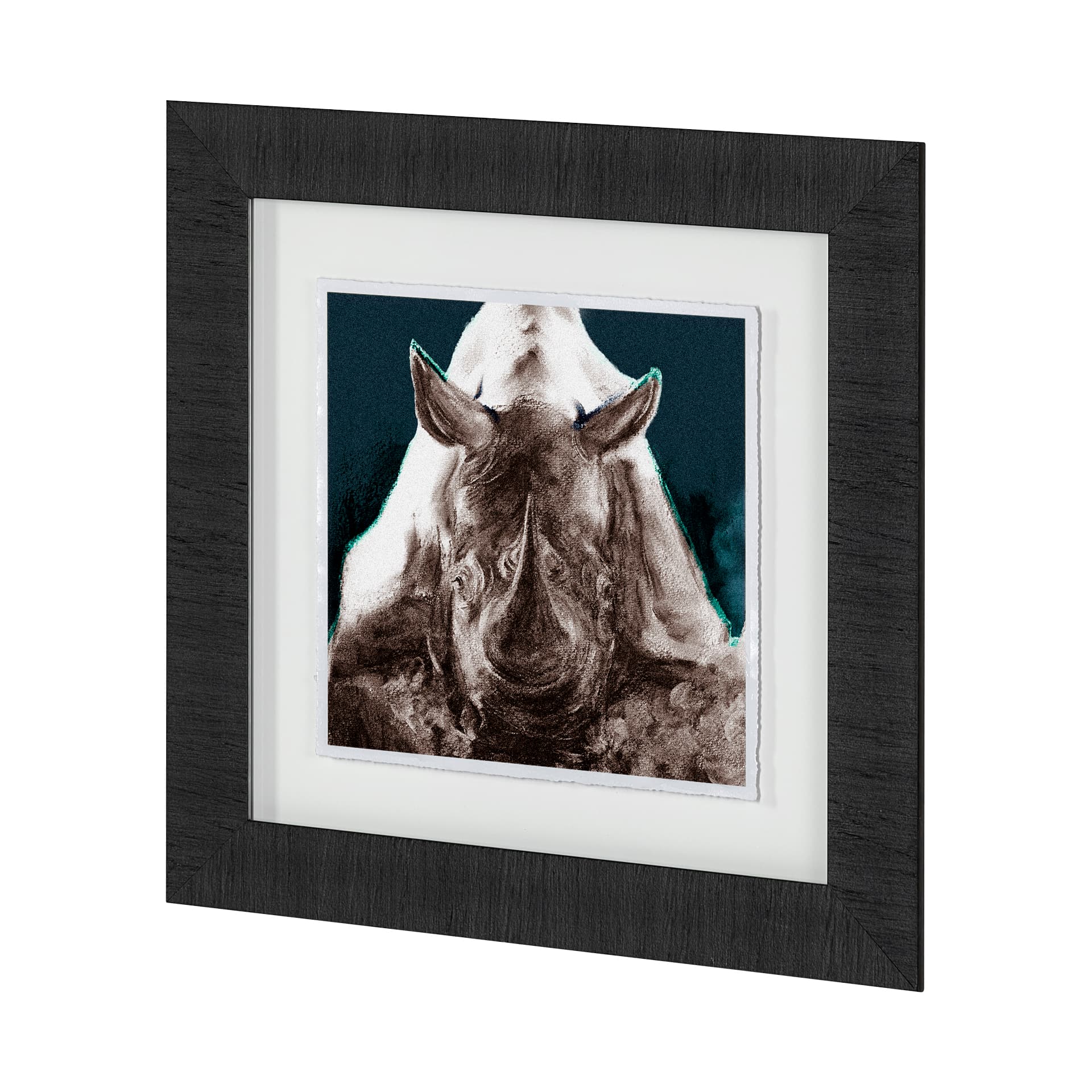 Rhino Blue by Mercana Studio a Hand Embellished Textured Framed Art Print Matted under Glass — product photograph