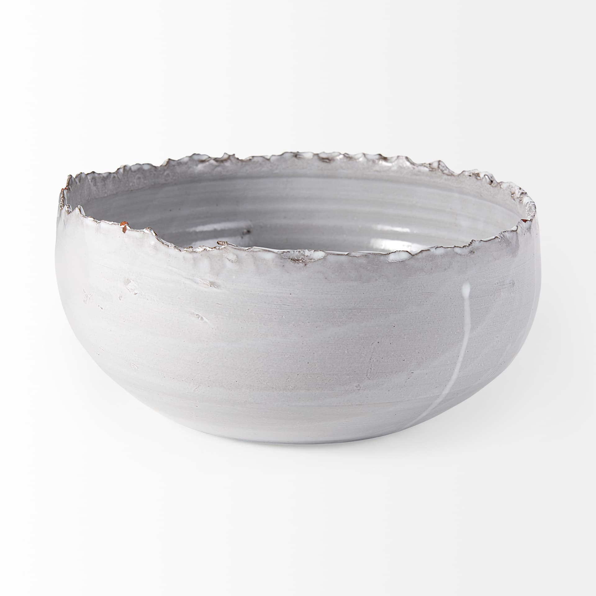 Larsen 13L x 13W White Ceramic Large Decorative Bowl — product photograph