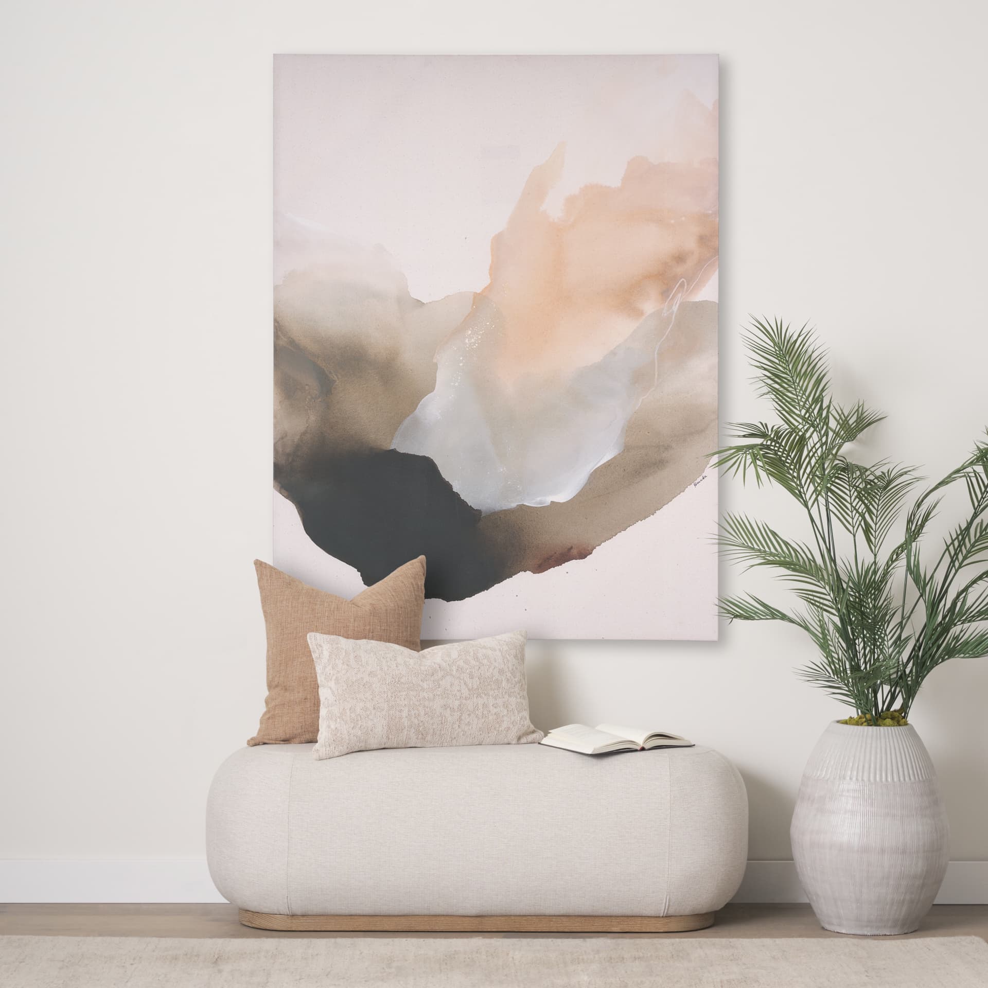 Free Beginnings by Ira Havuka a Hand Embellished Textured Canvas — in a styled room