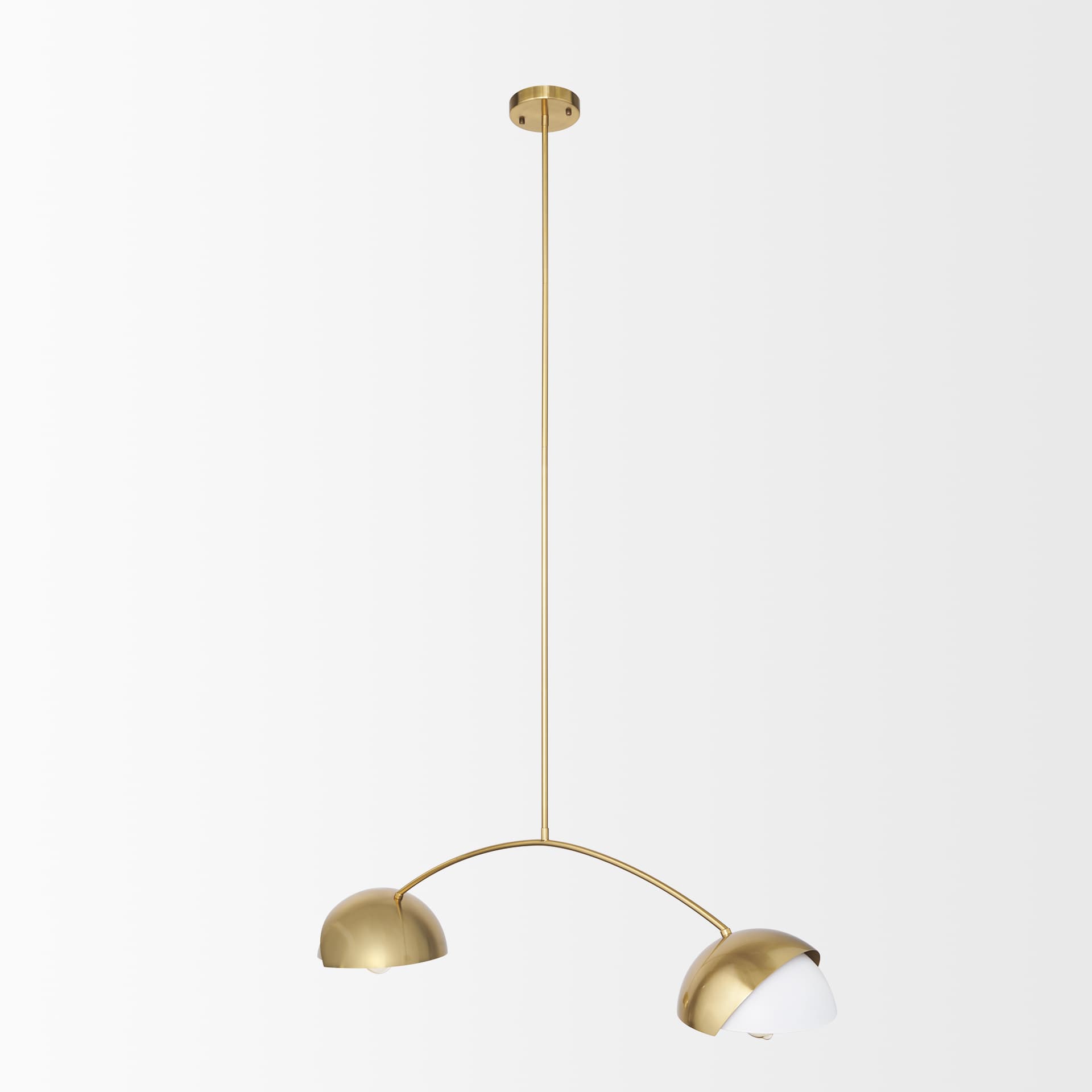Cybill Brushed Brass w/ White Metal Shades 2-Light Chandelier — product photograph