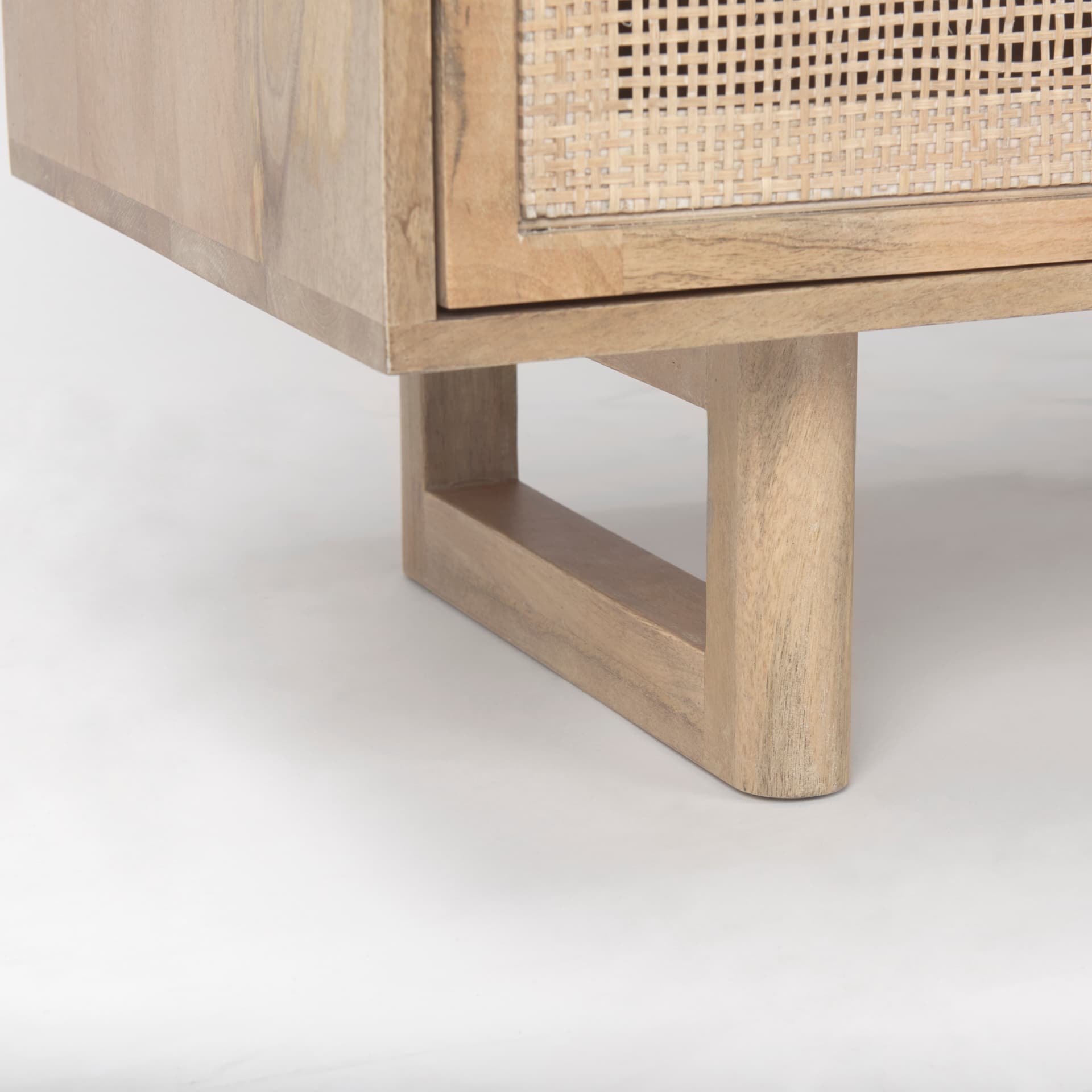 Grier 36" Light Brown Wood w/ Cane 2 Door Accent Cabinet — product photograph