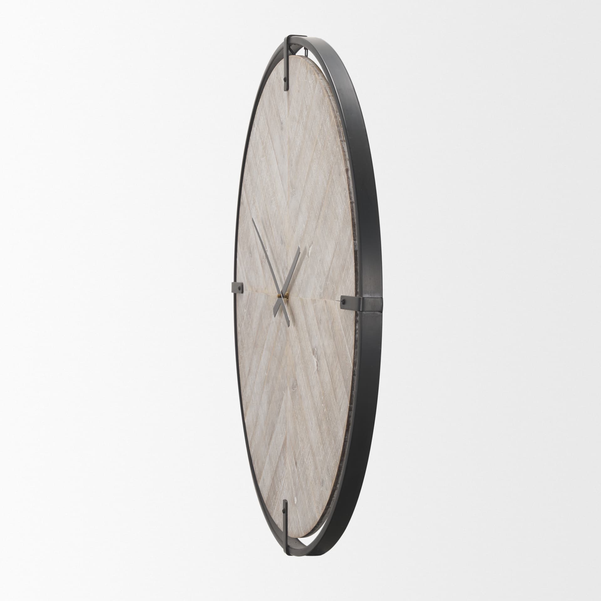 Rani Matte Black Metal w/ Wood Wall Clock — product photograph