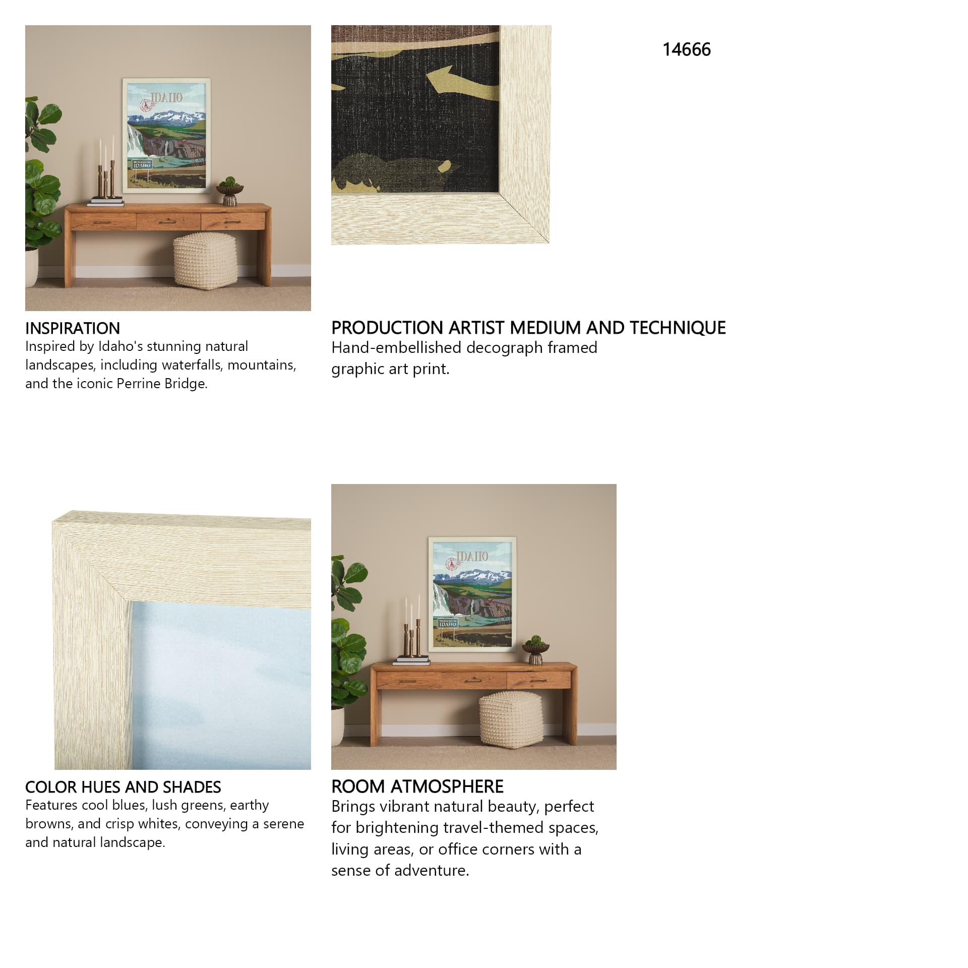 Idaho Go USA (L) by Mercana Studio a Hand Embellished Decograph Framed Art Print — in a styled room