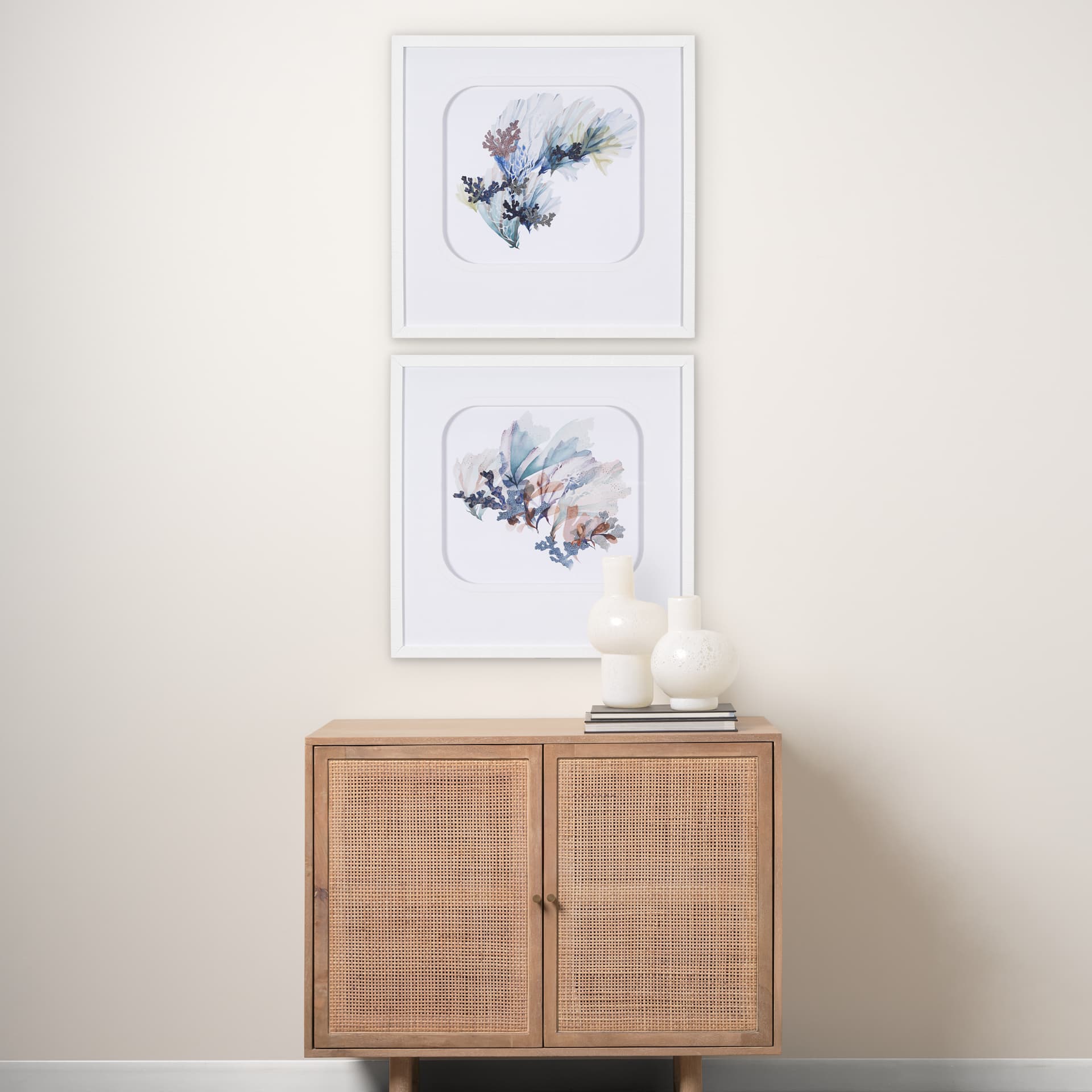 Seagrass - Stir by Mercana Studio a Hand Embellished Textured Framed Art Print Matted under Glass — product photograph