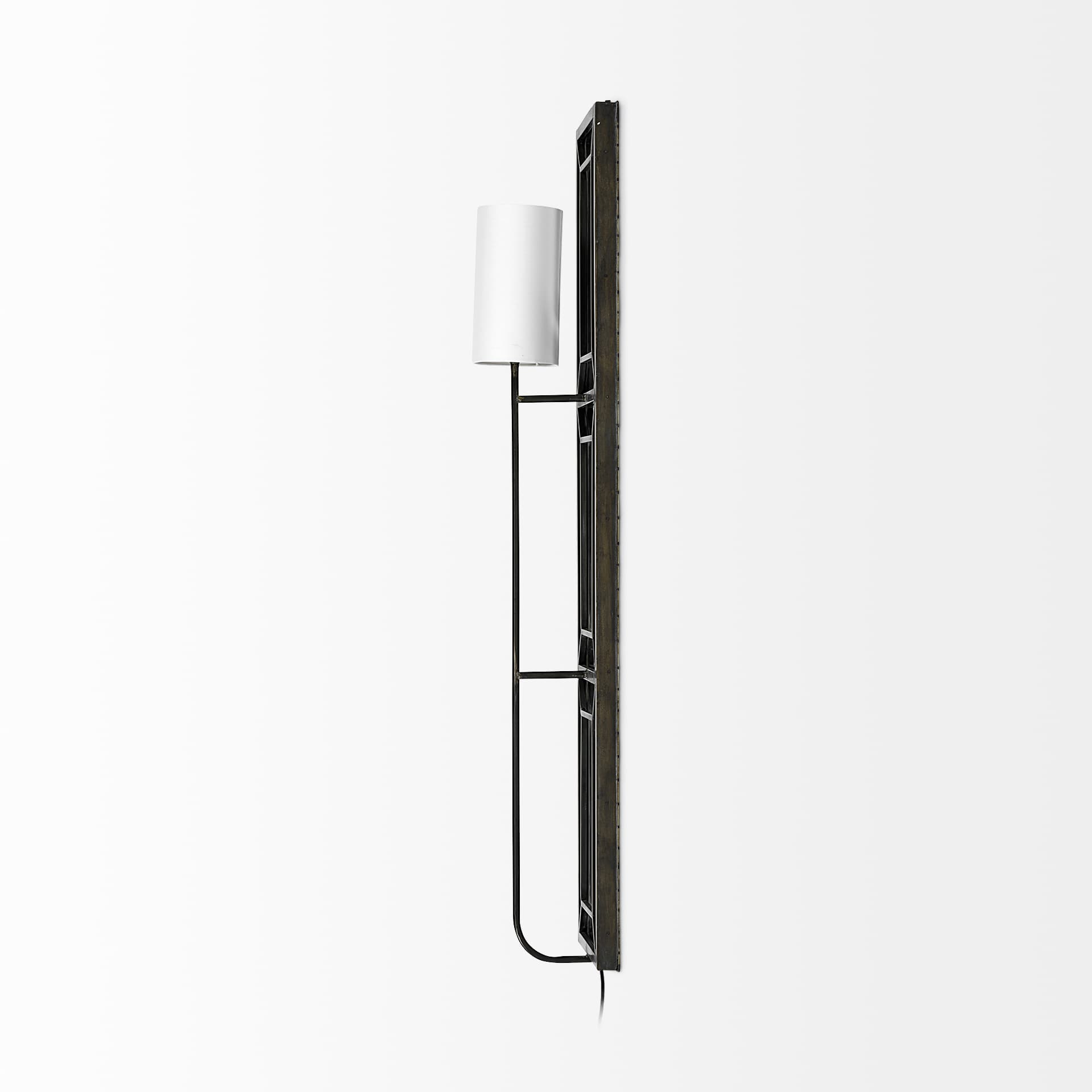 Noah 12.2x55 Black Metal w/White Fabric Shade Rectangular Wall Sconce — product photograph
