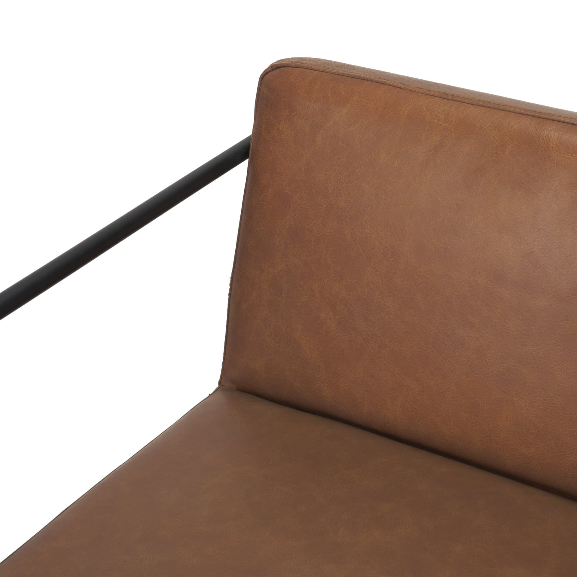 Stamford Backless 36in Seat Counter Stool | Brown Leather w/ Metal — product photograph