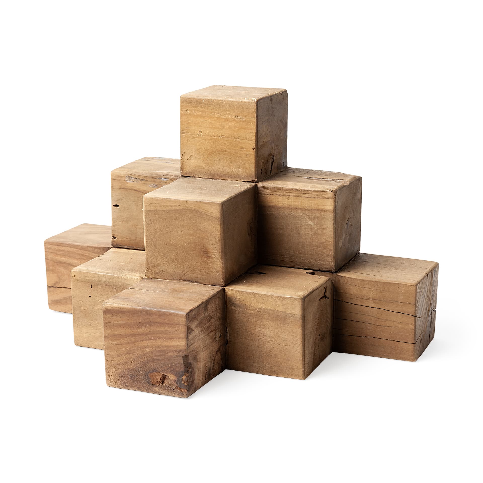 Rubik 15L x 10W Natural Wooden Cube Display Object — product photograph