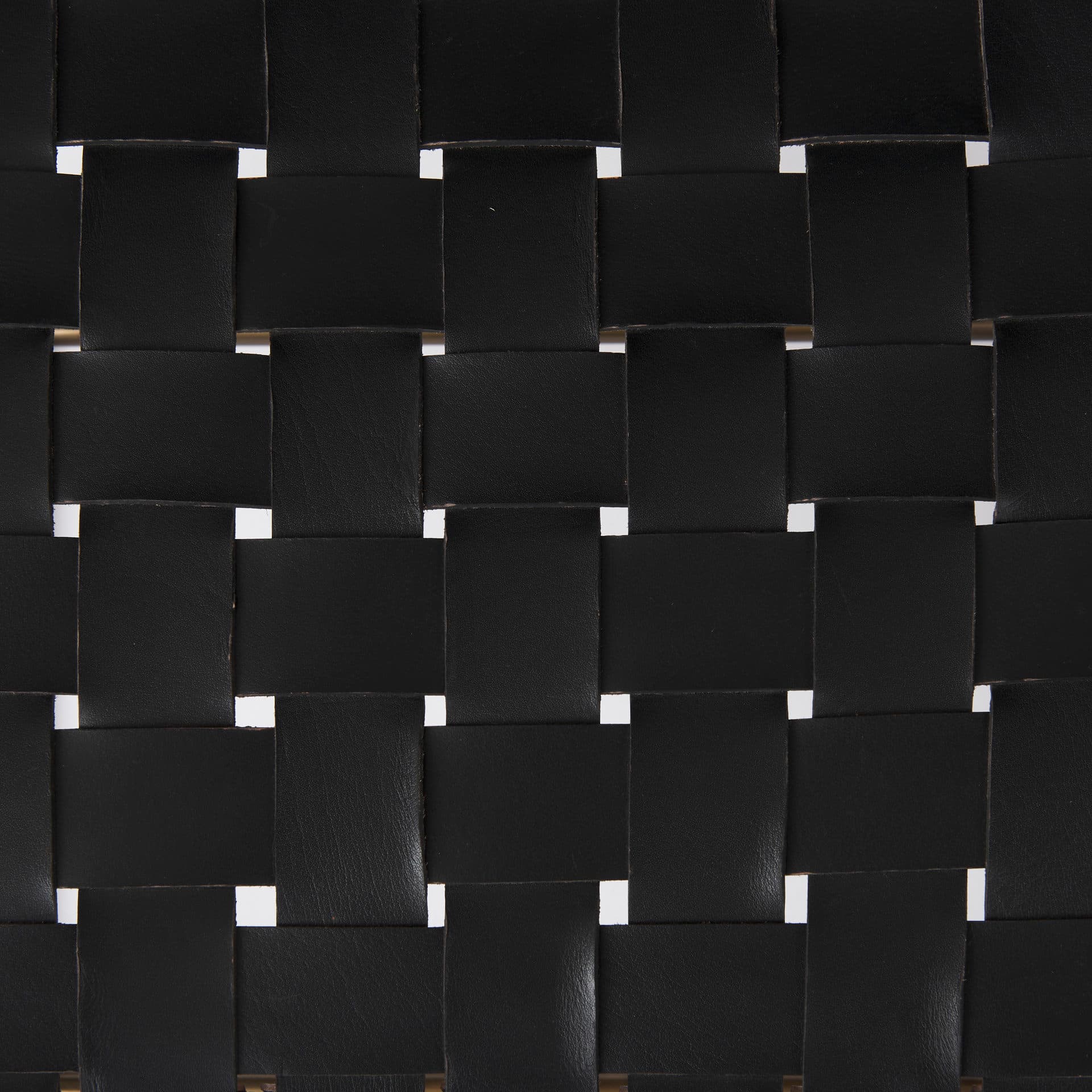 Clarissa 22.0L x 16.0W x 16.75H Black Leather Woven Seat W/ Gold Metal Frame Stool — product photograph