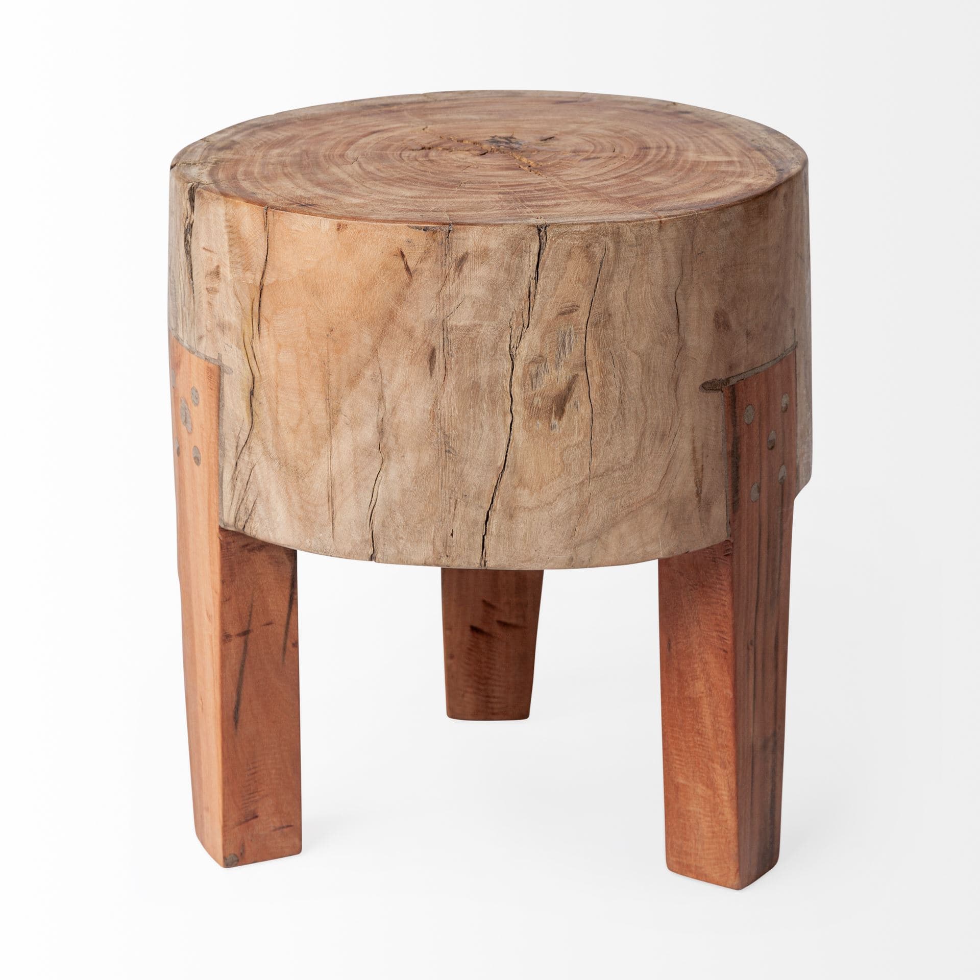 Asco 15"H Rustic Solid Reclaimed Wood Stool — product photograph