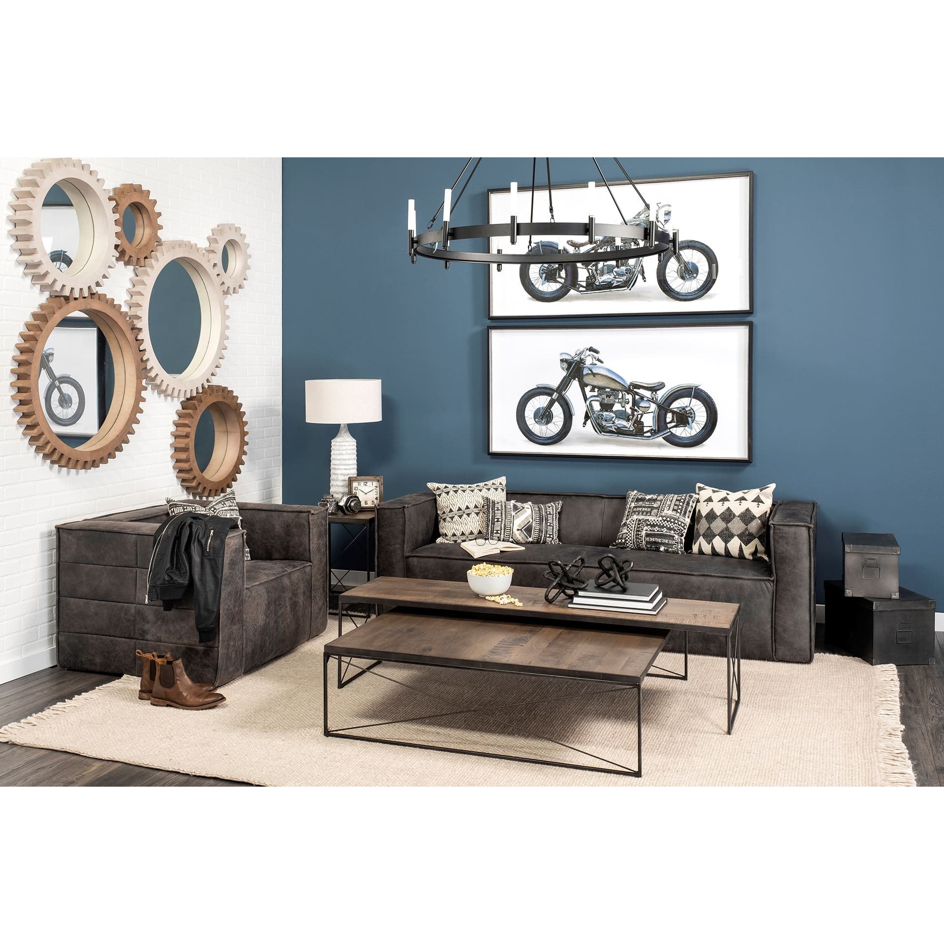 Redding Bronze Toned Metal Square Table Clock — in a styled room
