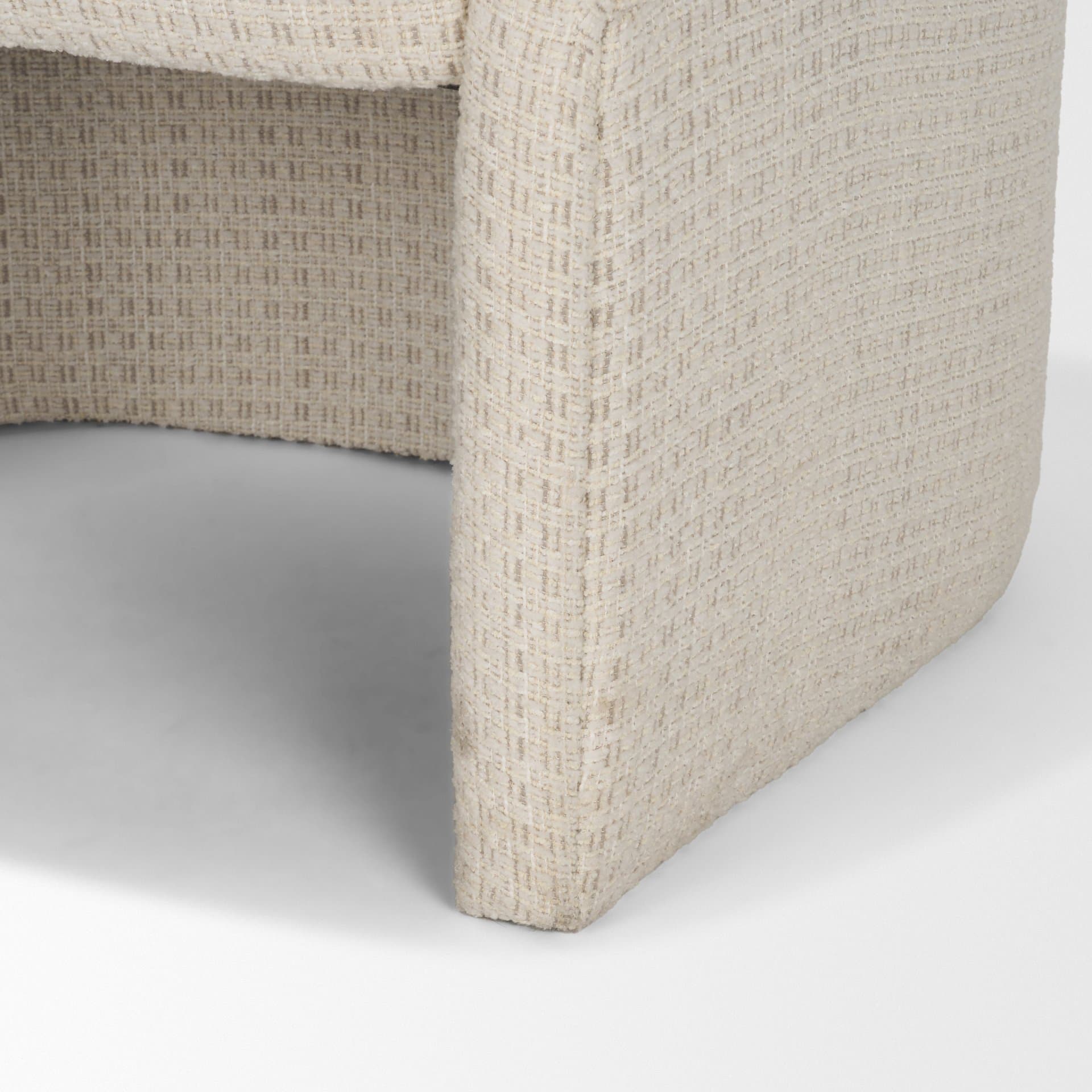 Curtis Barrel Back Dining Arm Chair | Cream Fabric w/ Tapered Wood — product photograph