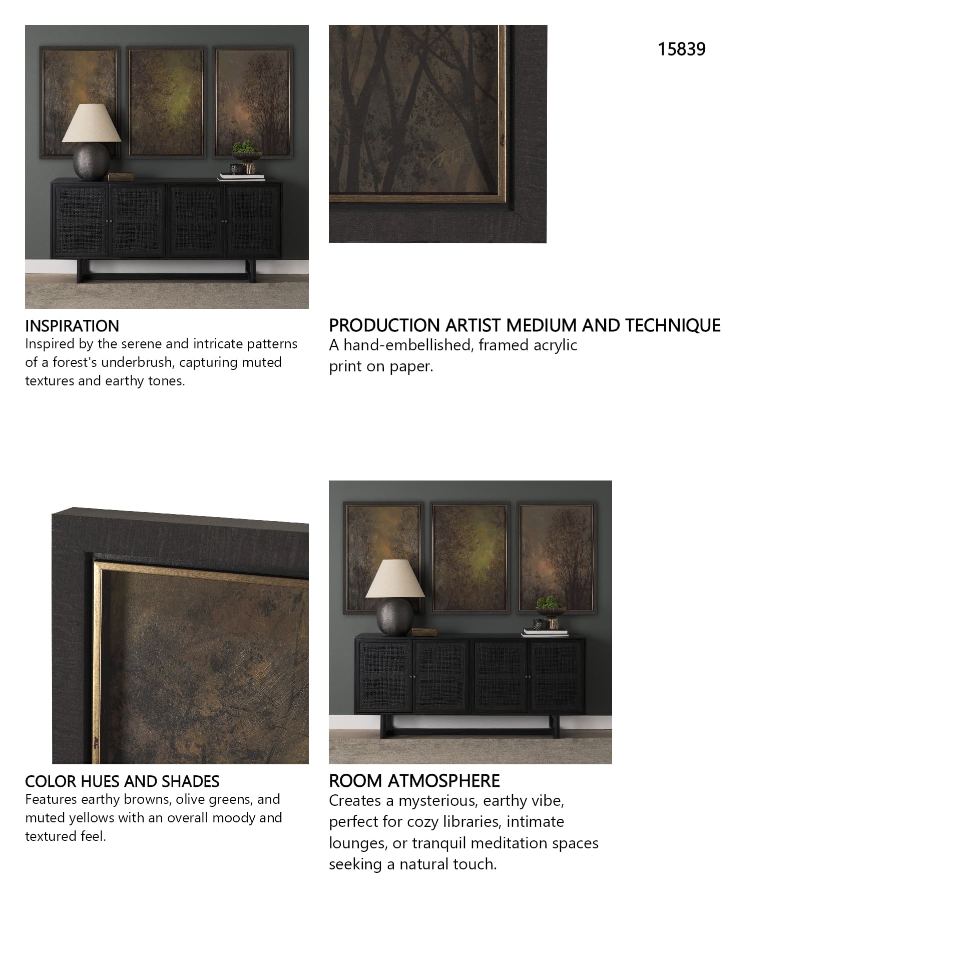 Nights Sky II by Mercana Studio a Hand Embellished Decograph Framed Art Print — in a styled room